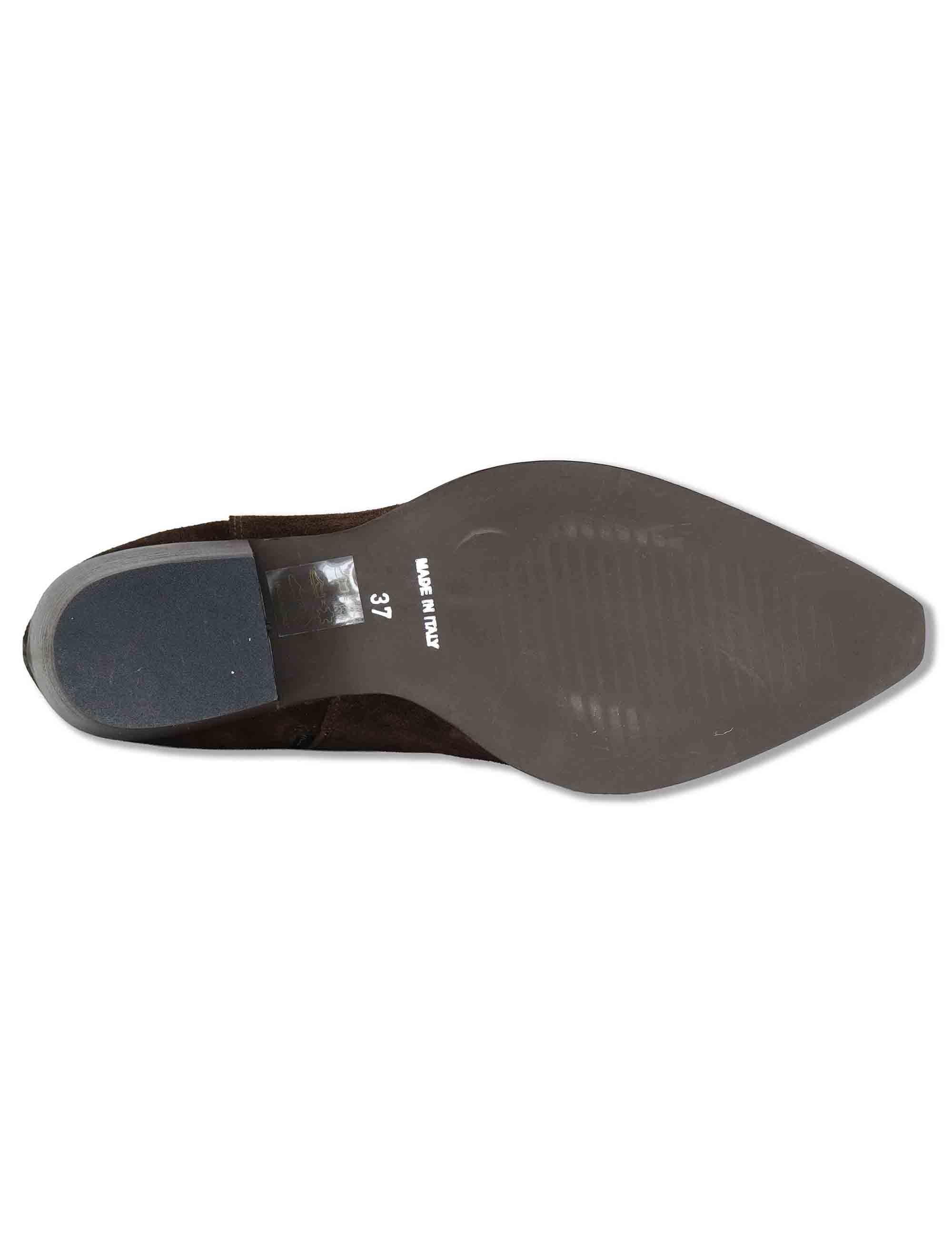 Stivaletti texani donna in camoscio marrone vintage tacco medio GOLD105 014 Tattoo 