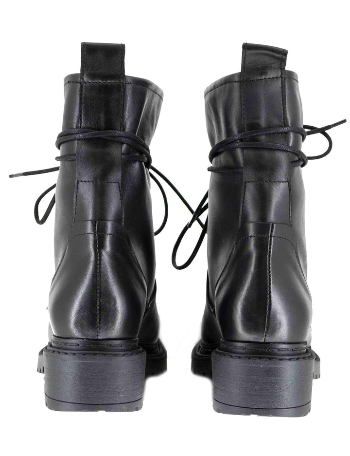 Stivaletti donna in pelle nera con doppo giro lacci alla caviglia SPMA2149 001 Spatarella 