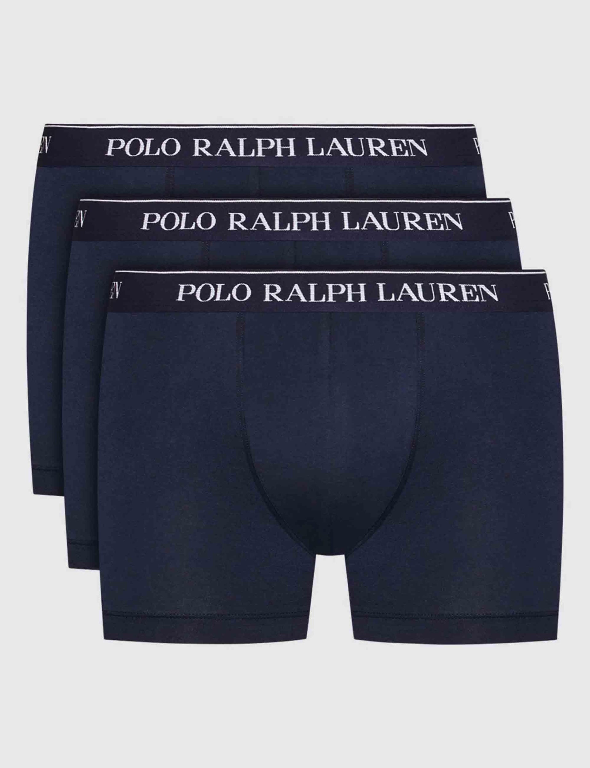 Boxer in puro cotone blu con elastico Set di 3 714835885004 NVY Polo Ralph Lauren 