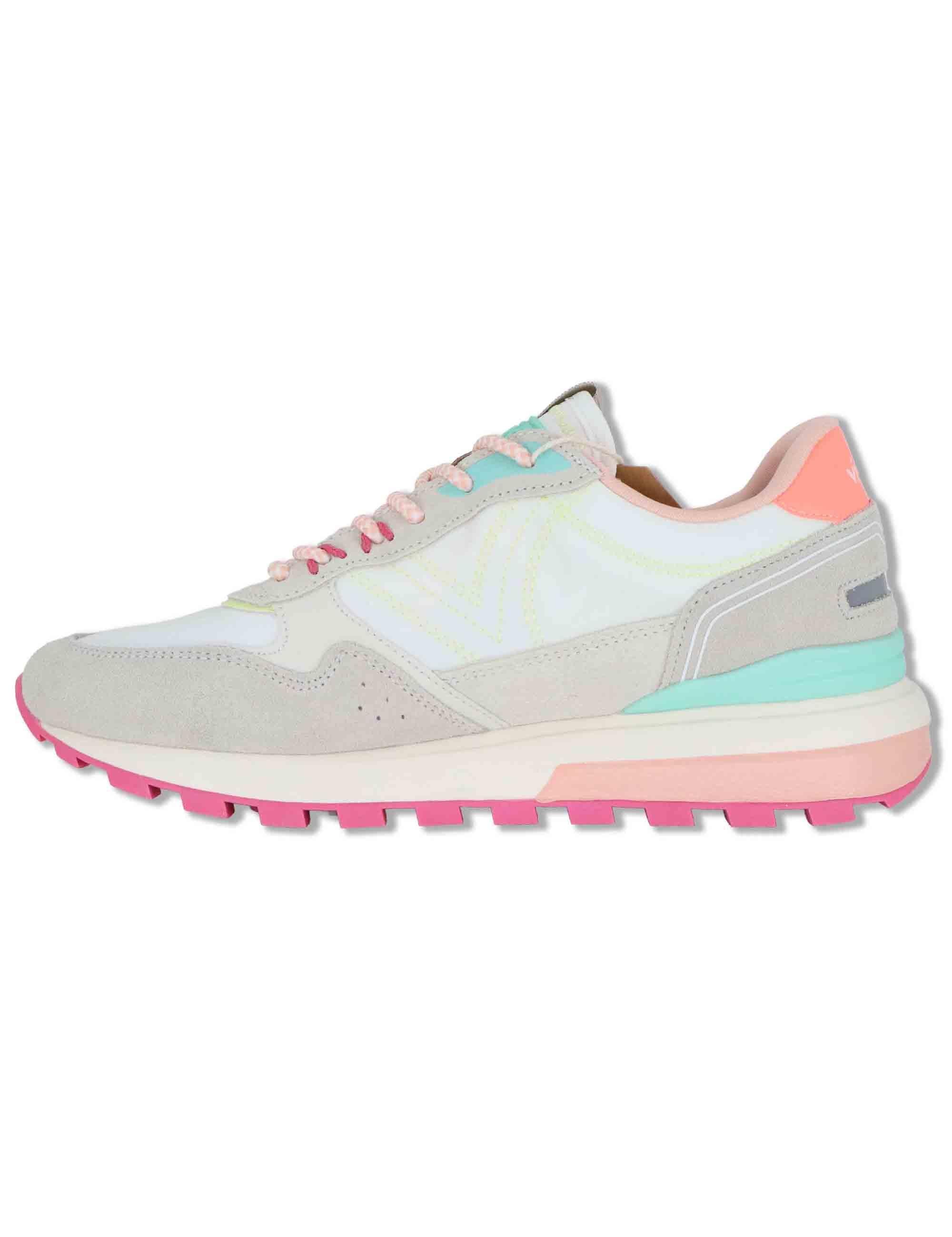 Sneakers donna Luna in nylon e pelle bianca con suola running 1156114 20_Blanco Victoria 