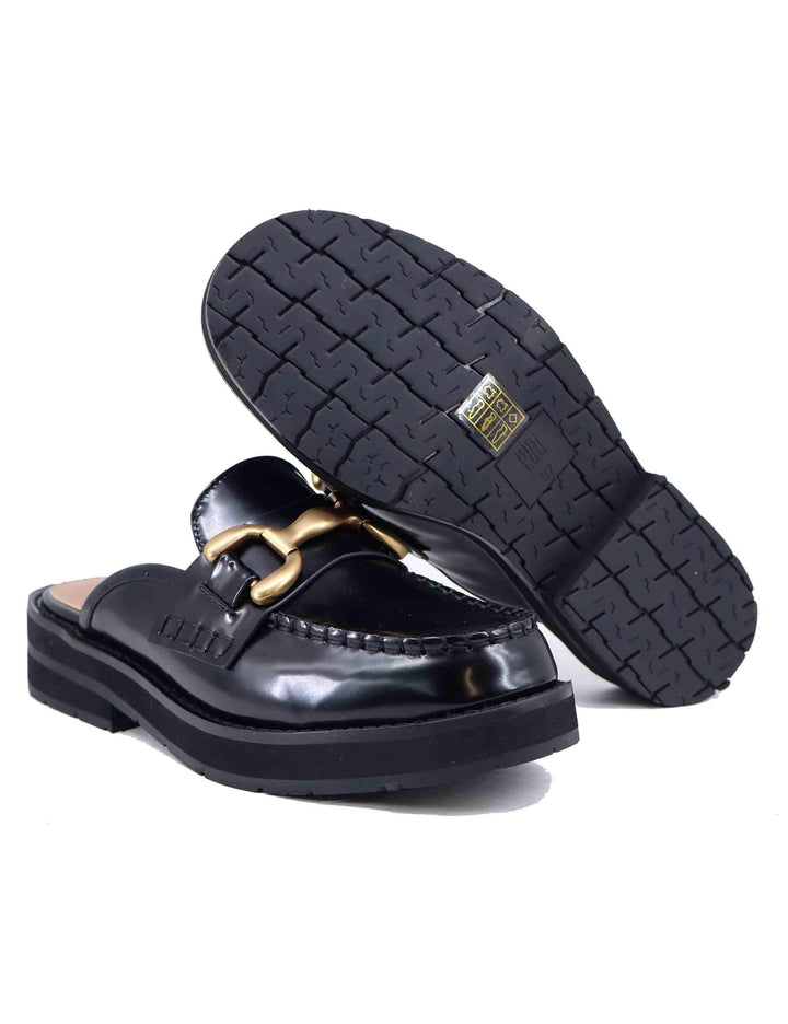 Mule donna Zagreb in vernice nera con morsetto oro 584Z16VK 03 Bibi Lou 