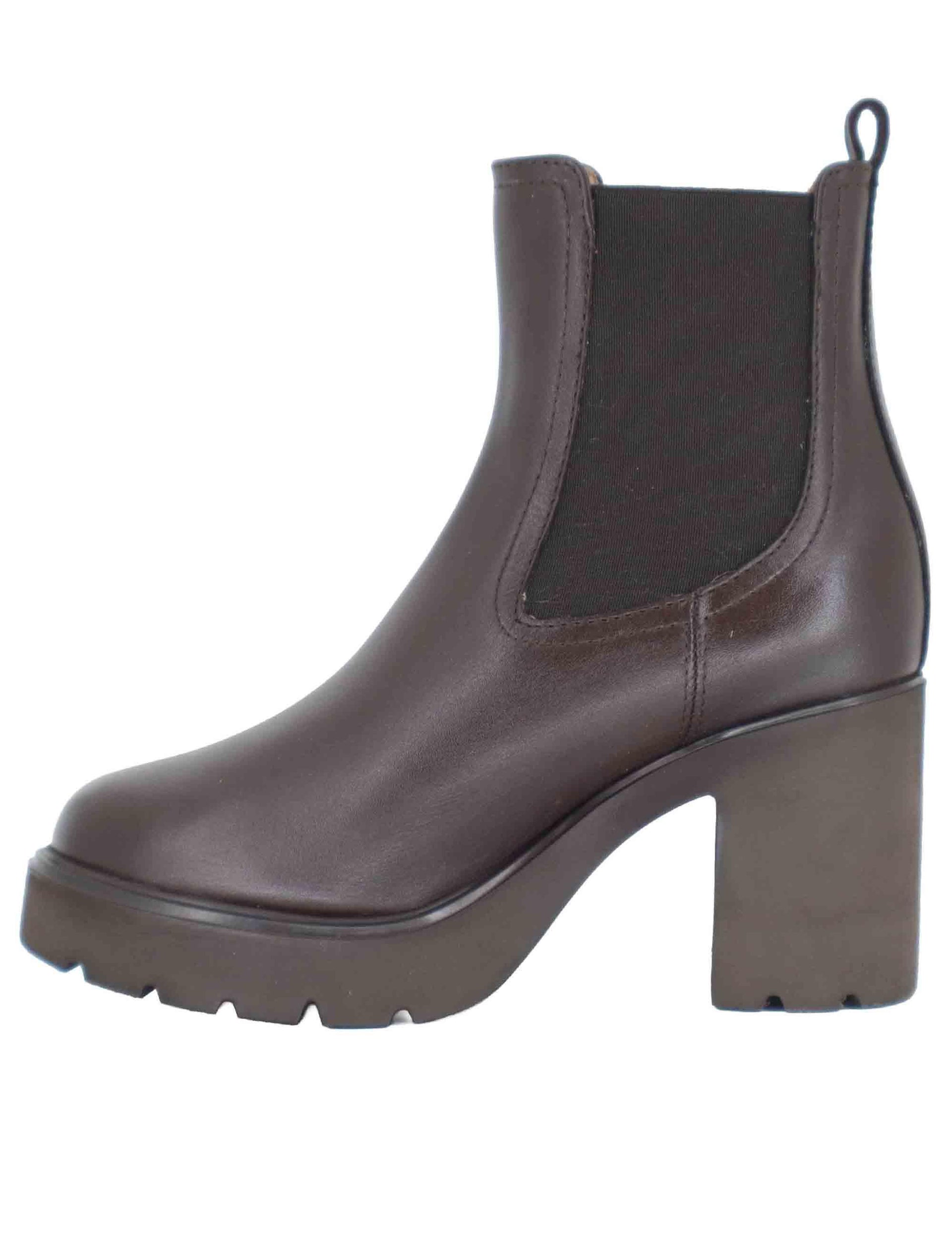 Stivaletti donna in pelle testa di moro con suola alta in gomma KLINO STT WENGUE Unisa 