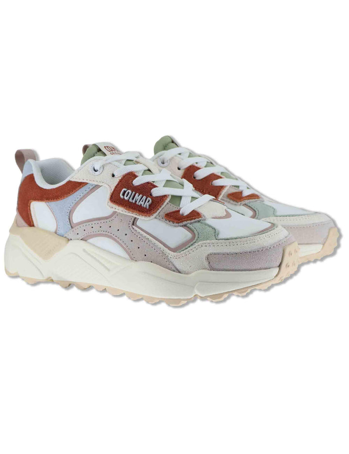Sneakers donna in pelle e tessuto off white con suola alta GARNER 071 Colmar 