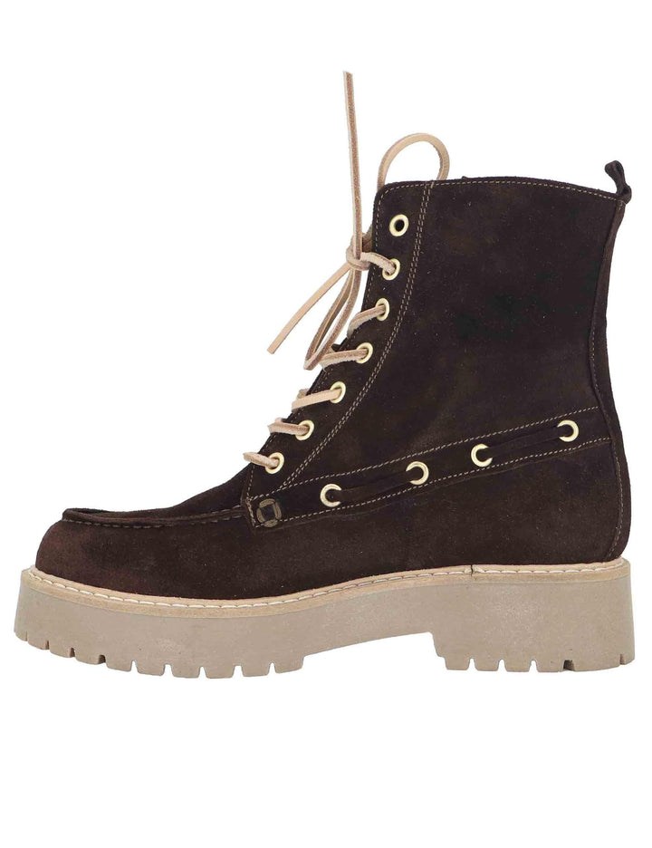 Stivaletti donna realizzati in crosta marrone con suola carrarmato SP17 014 Spatarella 