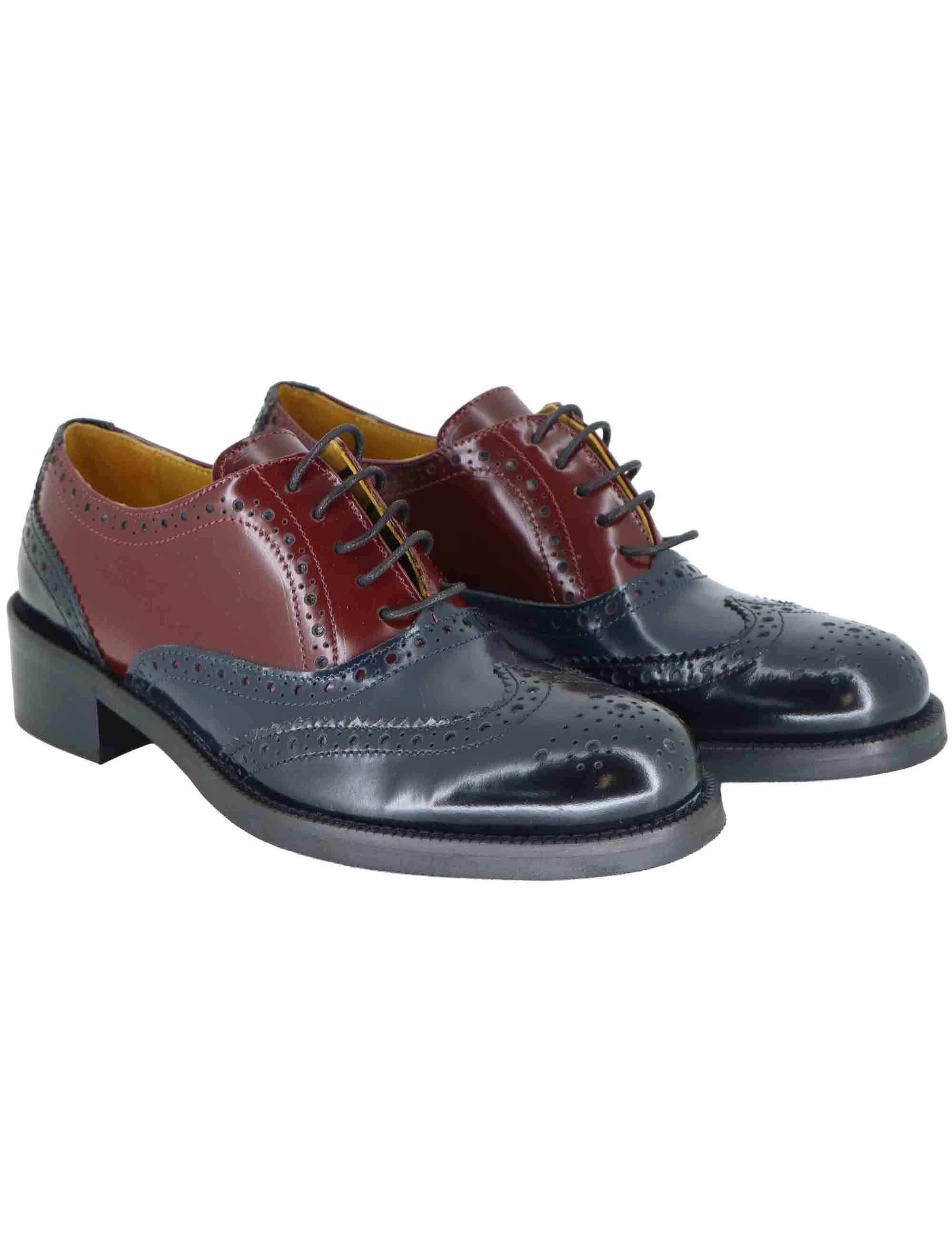 Stringate donna in pelle nera bi colore con impunture SP9601 001 Spatarella 