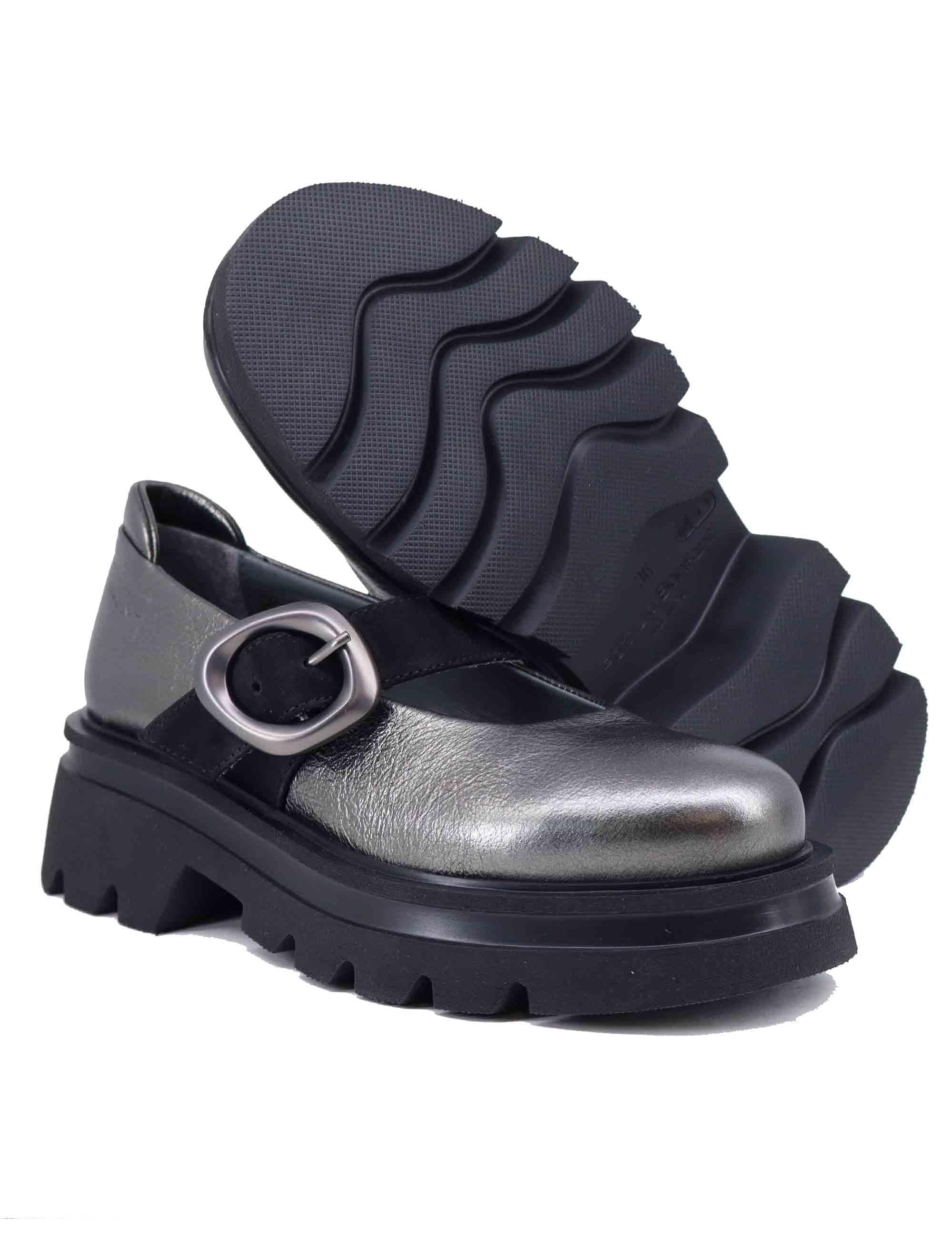 Ballerine donna in pelle argento con suola carrarmato DOLL BIE 023 Patrizia Bonfanti 