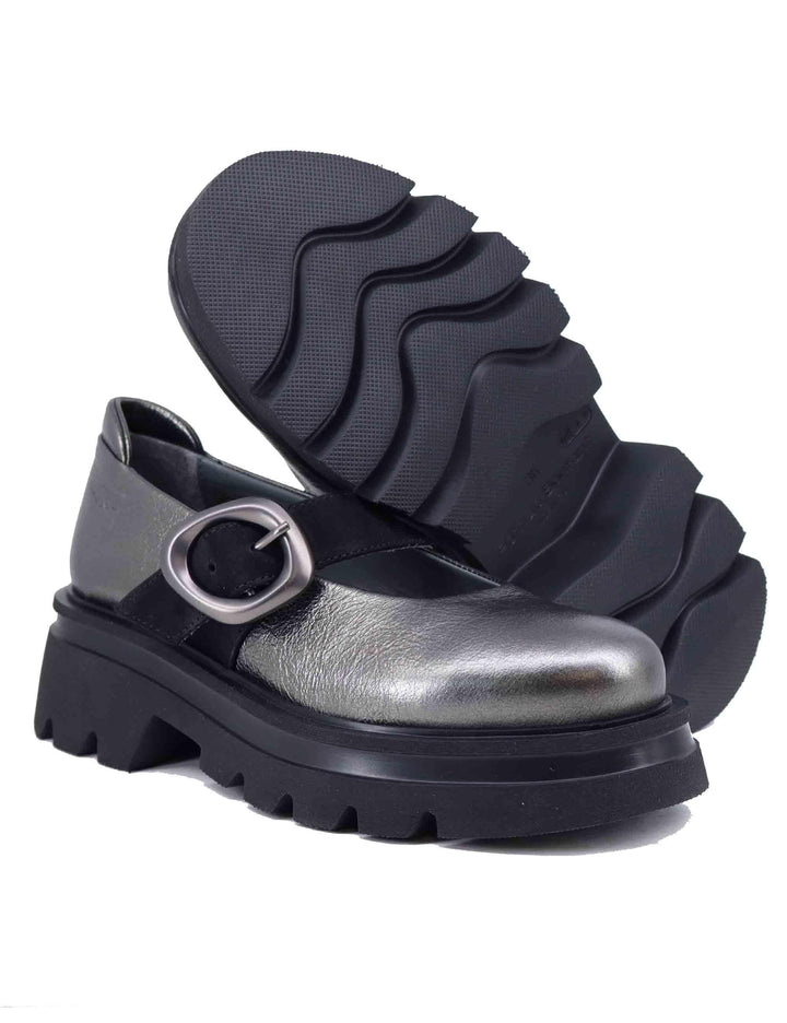 Ballerine donna in pelle argento con suola carrarmato DOLL BIE 023 Patrizia Bonfanti 