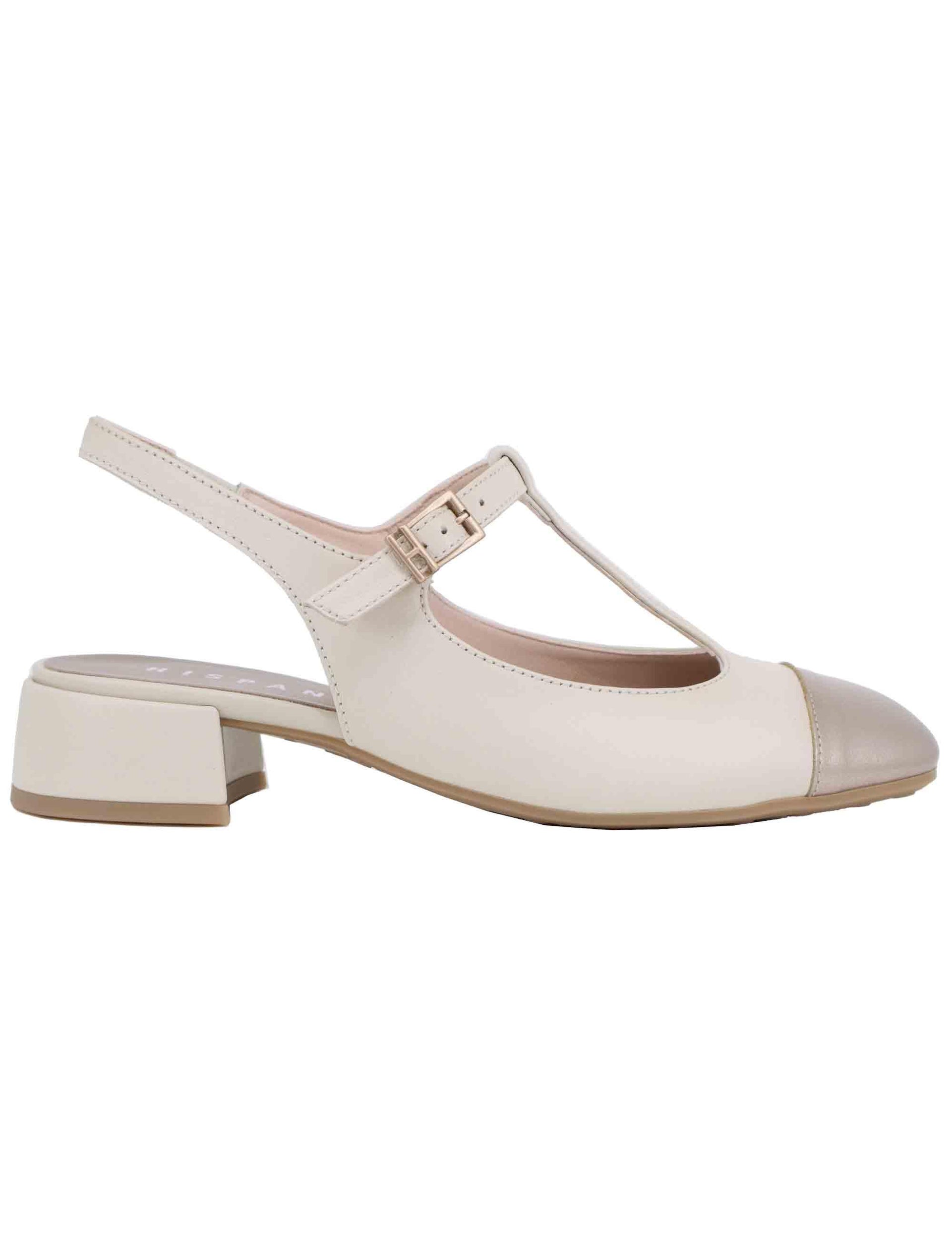 Slingback donna in pelle panna con puntale oro HV253859 C003 Hispanitas 