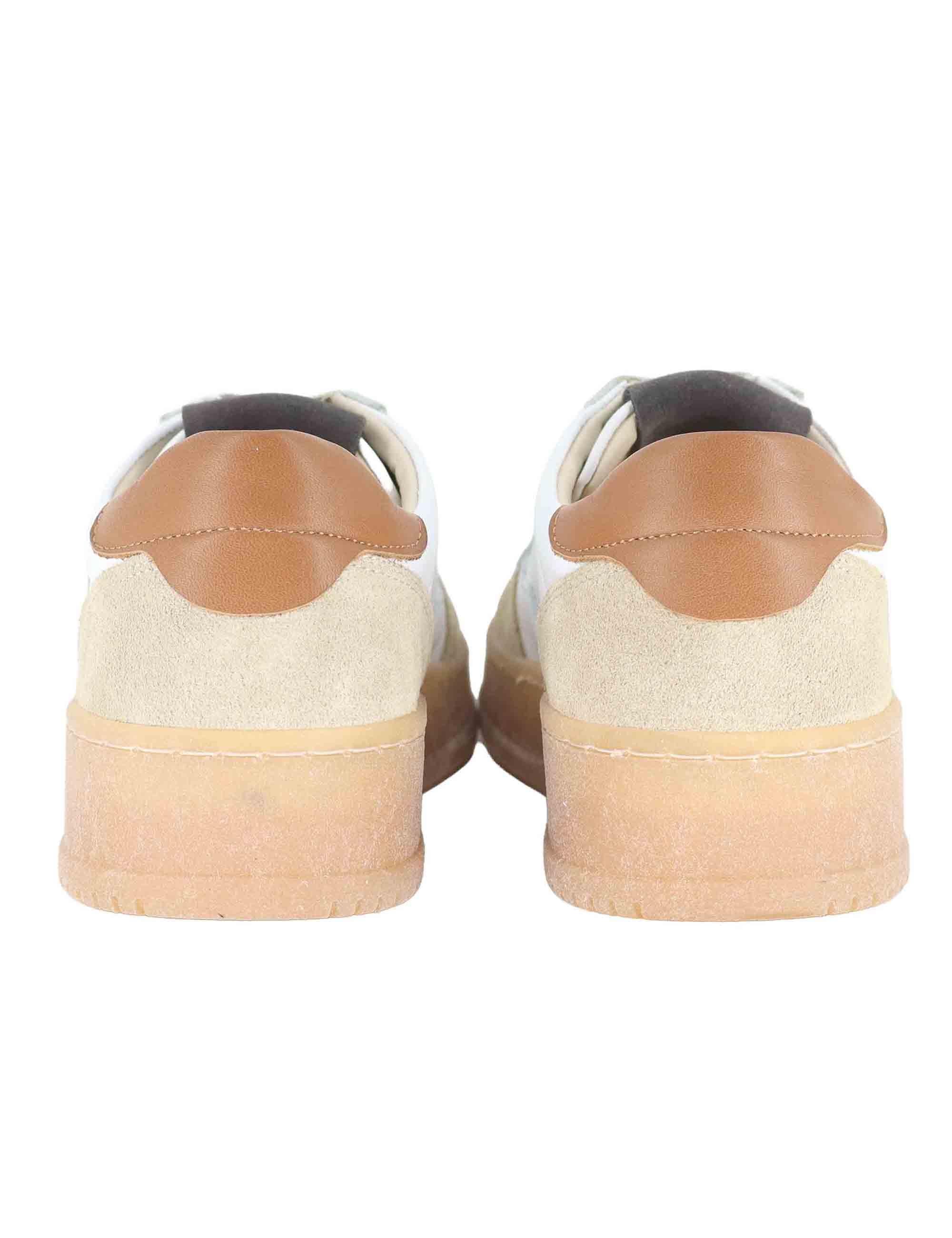 Sneakers donna in pelle beige con riporti in camoscio SP56529 004 Spatarella 