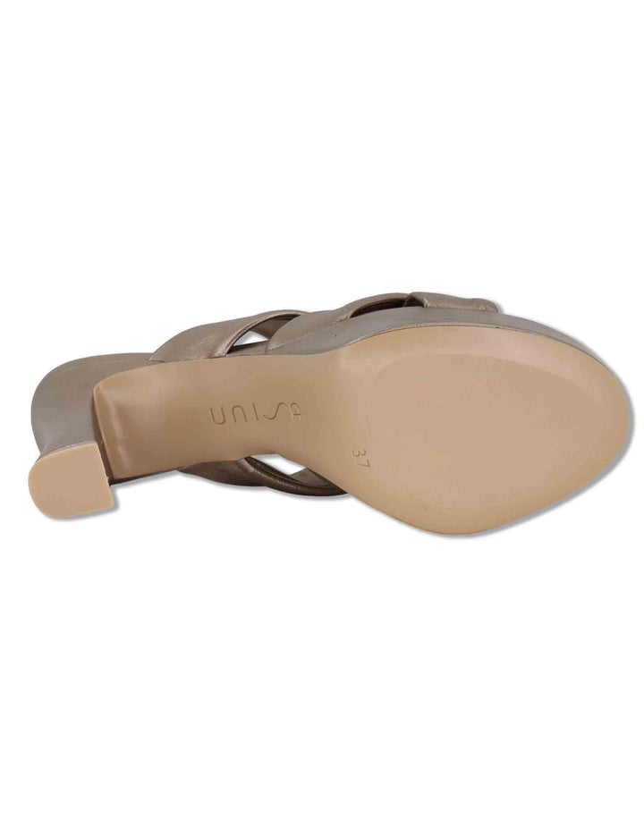 Sandali donna in pelle taupe con tacco alto e plateau OCAN LMT MUMM Unisa 