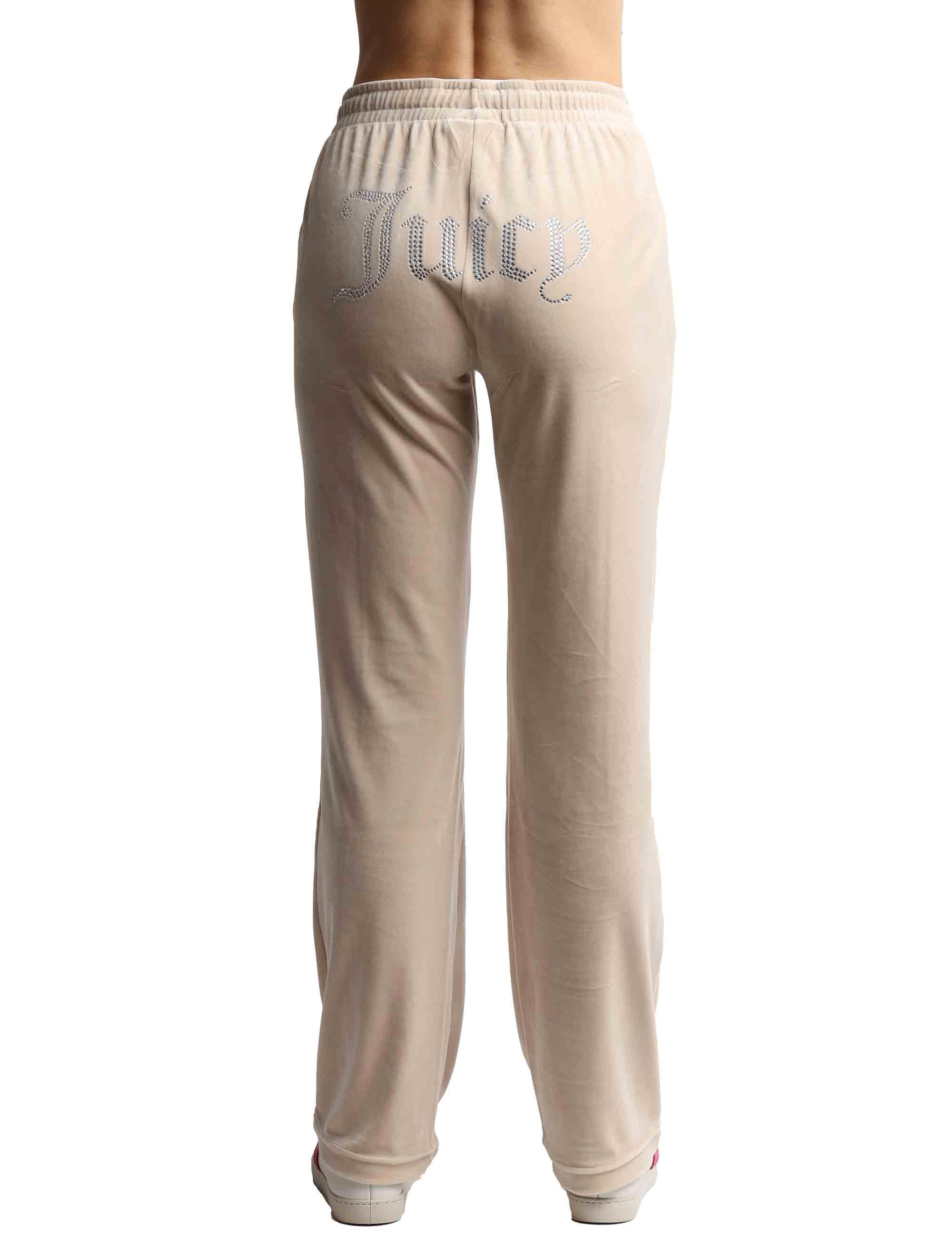 Pantaloni tuta donna Tina in tessuto beige con strass VEJH70047WPF JJ1 Juicy Couture 