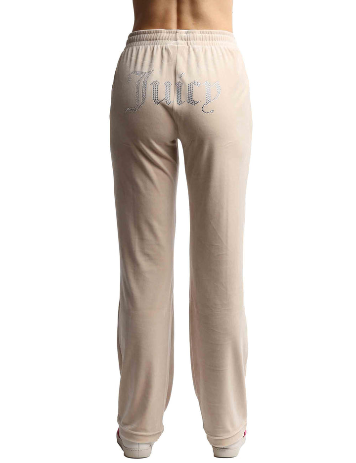 Pantaloni tuta donna Tina in tessuto beige con strass VEJH70047WPF JJ1 Juicy Couture 