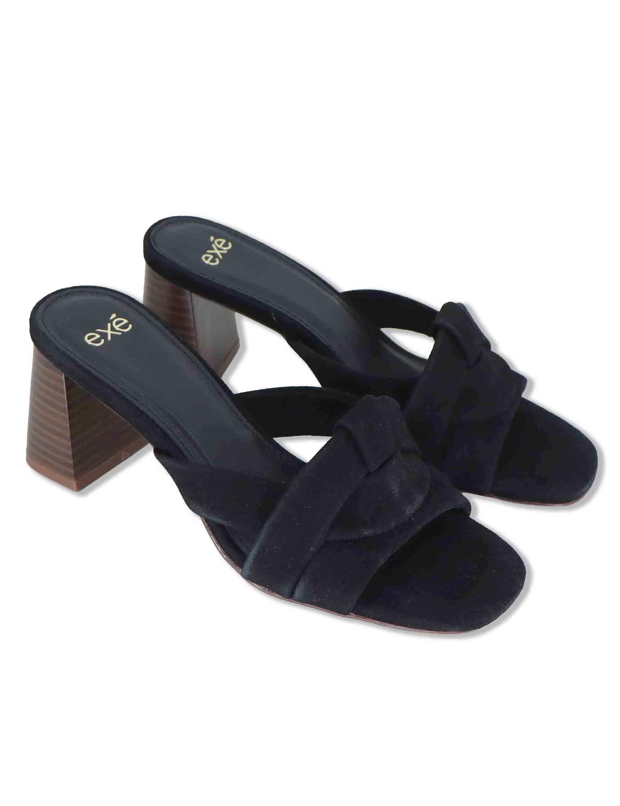 Sandali donna in eco camoscio nero con tacco alto senza cinturini VENETO-576 4004 Exe 
