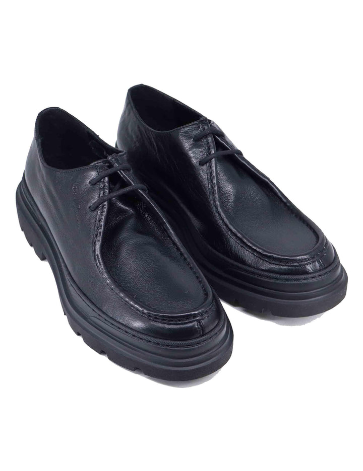 Stringate uomo in pelle nera con suola carrarmato 22557 A-VG1N Antica Cuoieria 