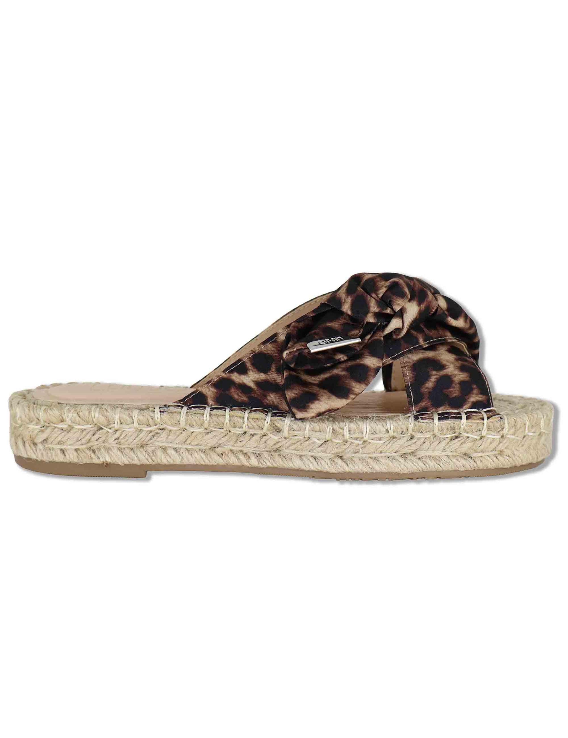 Sandali donna espadrillas in tessuto animalier con incrocio e fiocco PAROS 03 LEOPARD Liu-Jo 