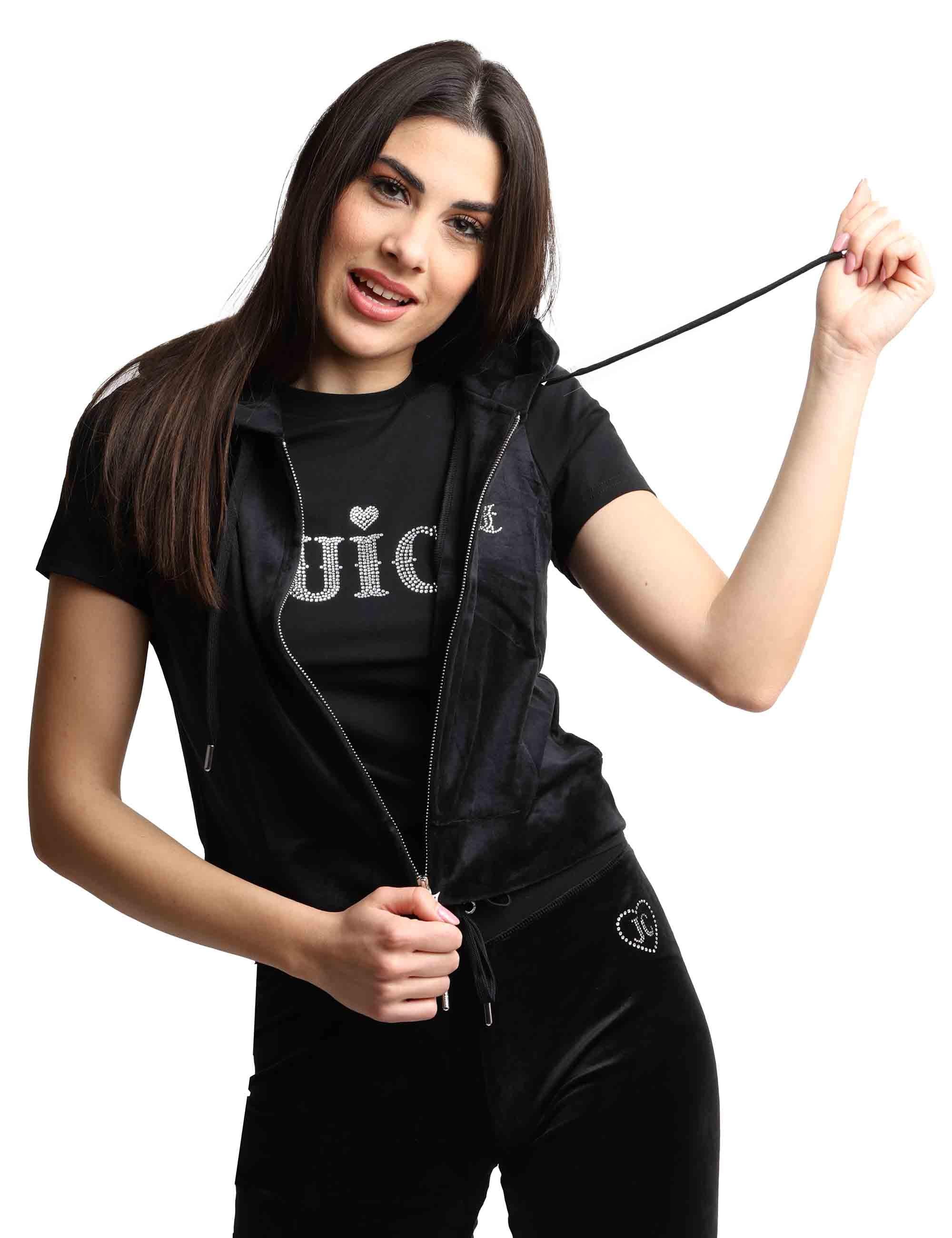 Felpe donna Gilly in tessuto nero a giro manica con cappuccio VEJH70328WPF J00 Juicy Couture 