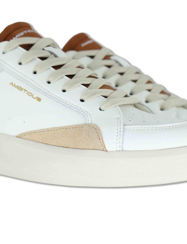 Sneakers uomo Brixton in pelle off white con suola alta in gomma eco-light 14323 T3451AM Ambitious 