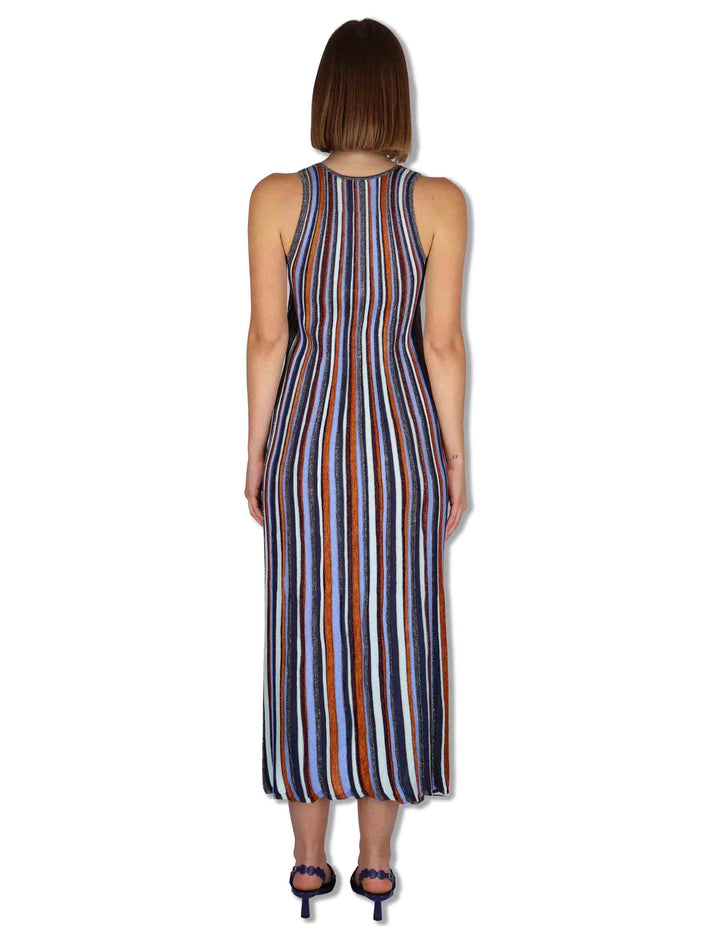Abiti lunghi donna Flexage Stripes in viscosa a righe verticali azzurro e multicolore JF951378211 81B99 Maliparmi 