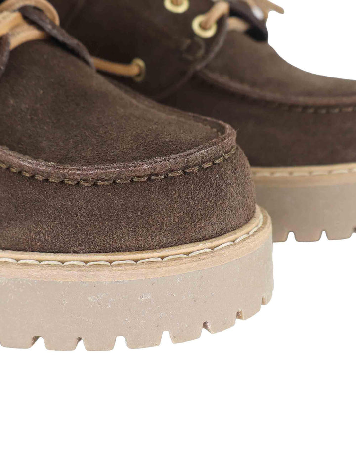 Stringate donna in crosta marrone con suola carrarmato SP20 014 Spatarella 