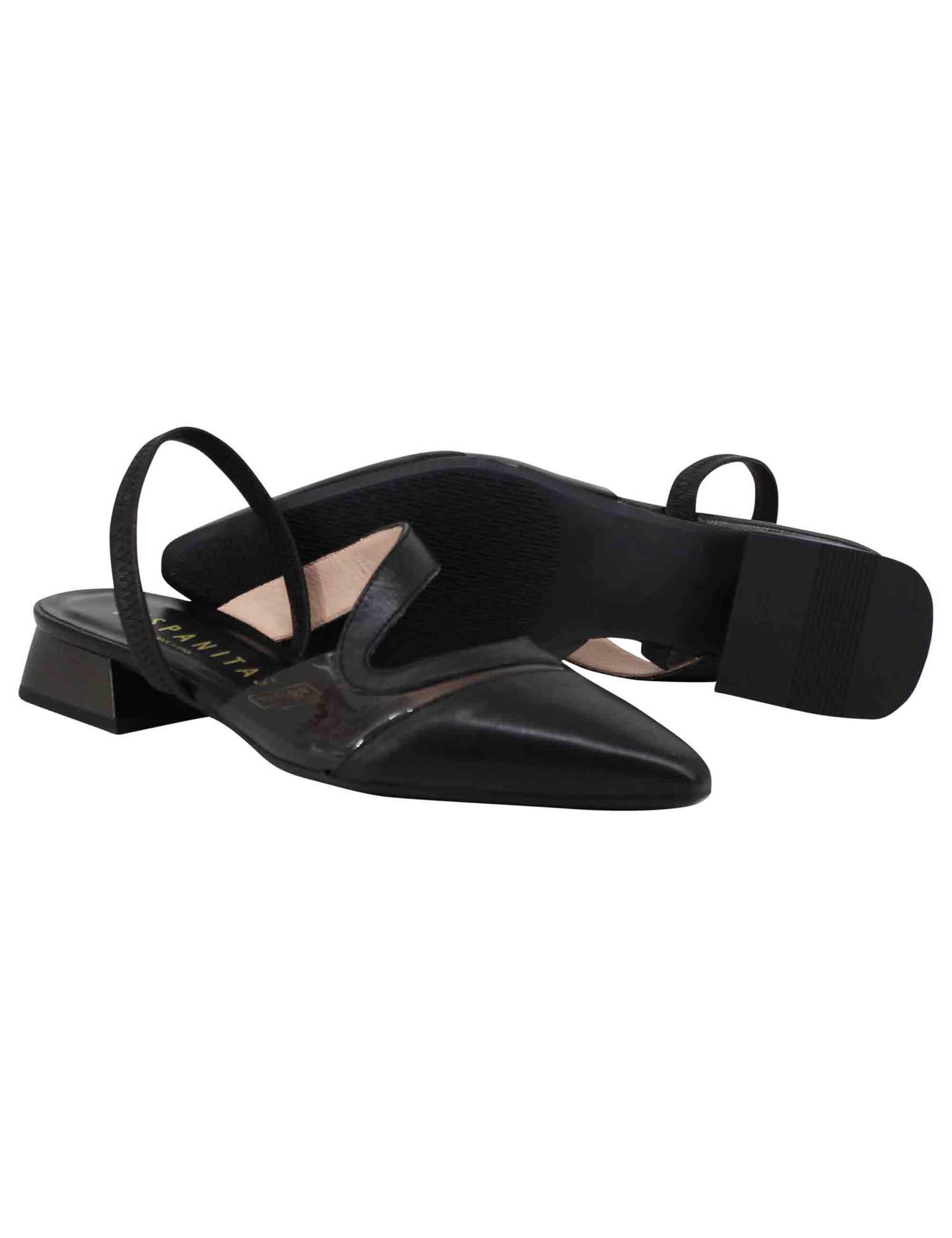 Decollete slingback donna in pelle nera tacco basso HV243405 C008 Hispanitas 