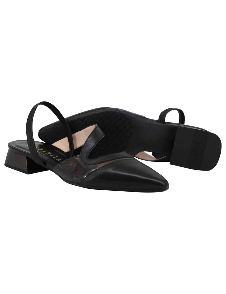 Decollete slingback donna in pelle nera tacco basso HV243405 C008 Hispanitas 