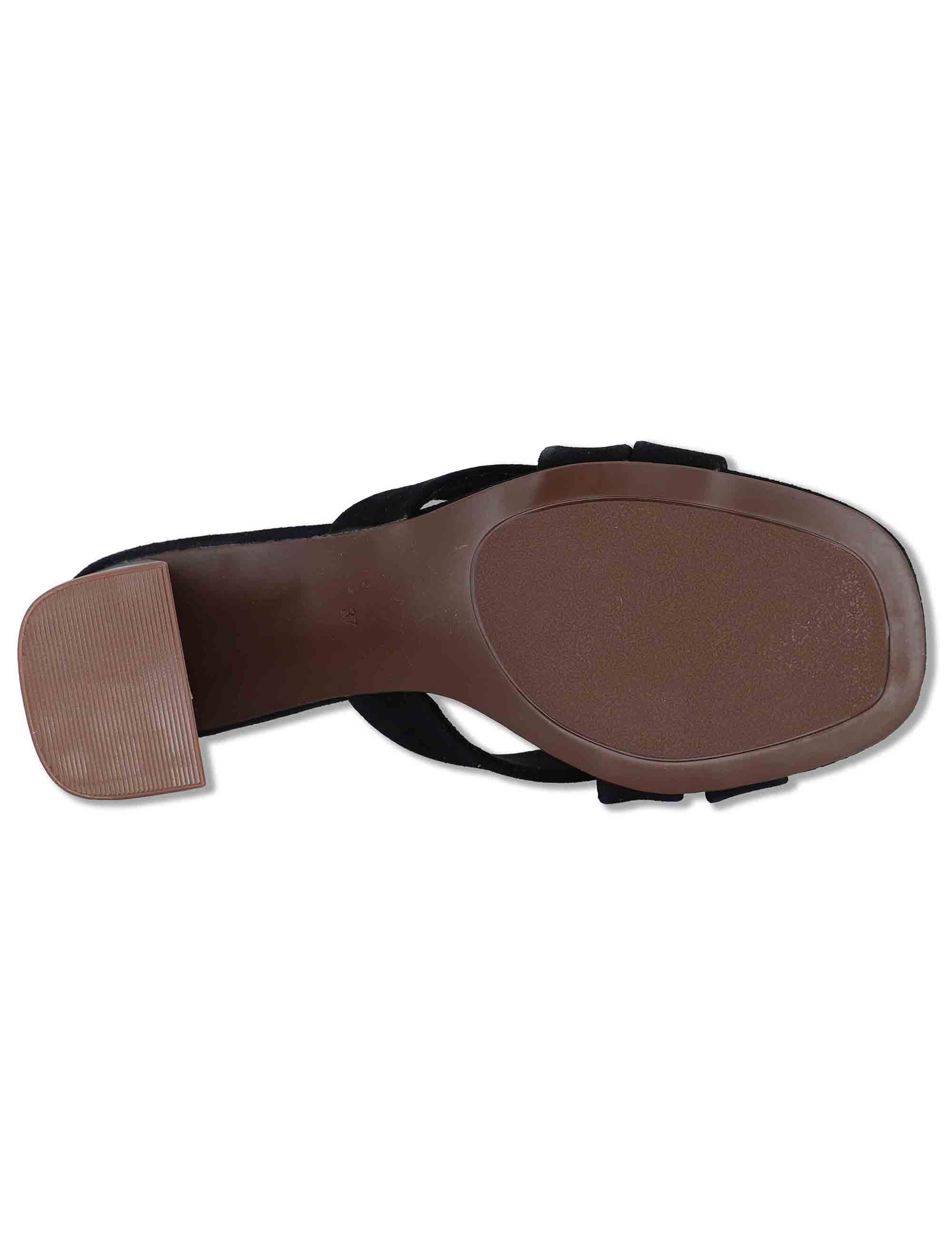 Sandali donna in eco camoscio nero con tacco alto senza cinturini VENETO-576 4004 Exe 