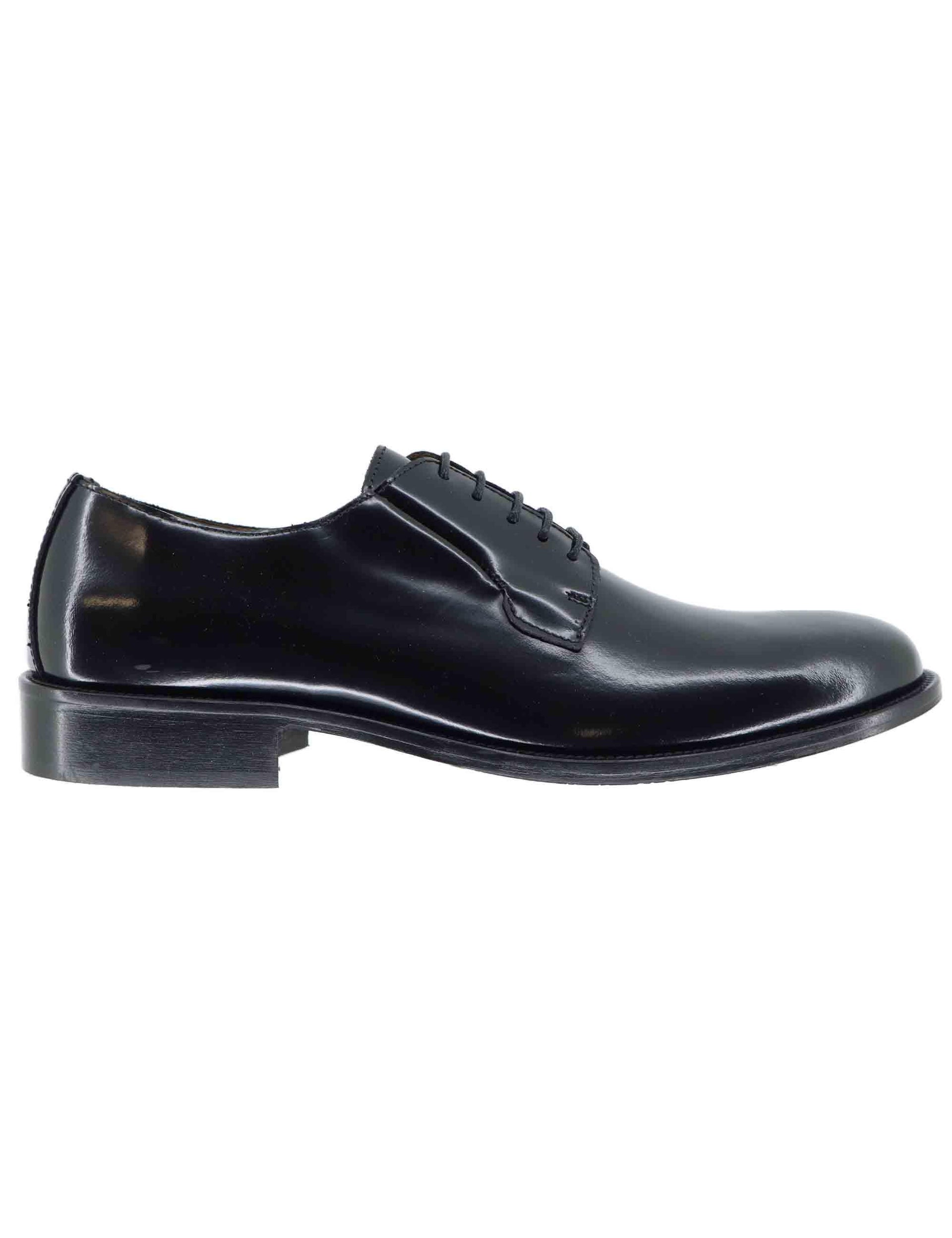 Stringate uomo in pelle nera con suola in cuoio OXFORD 6 001 Rogal's 