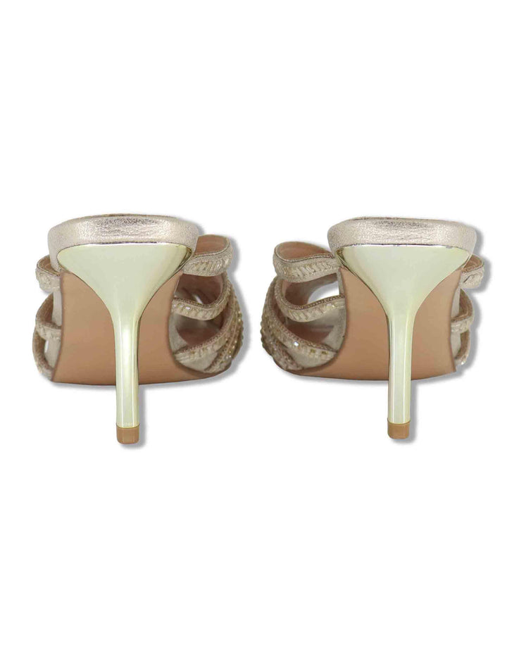 Sandali donna in tessuto e strass oro con tacco alto oro SUSANA-566 5138-04 Exe 
