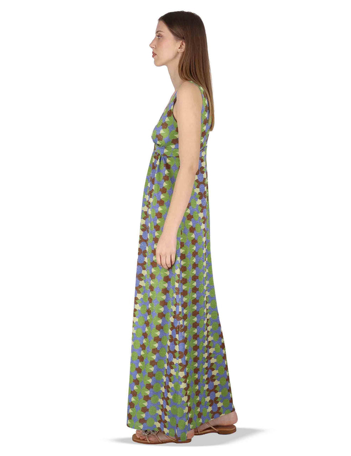 Abiti donna Empire Dress in jersey stampato turchese a fantasia JABAB0001-F1505-1261 6090 Justmine 