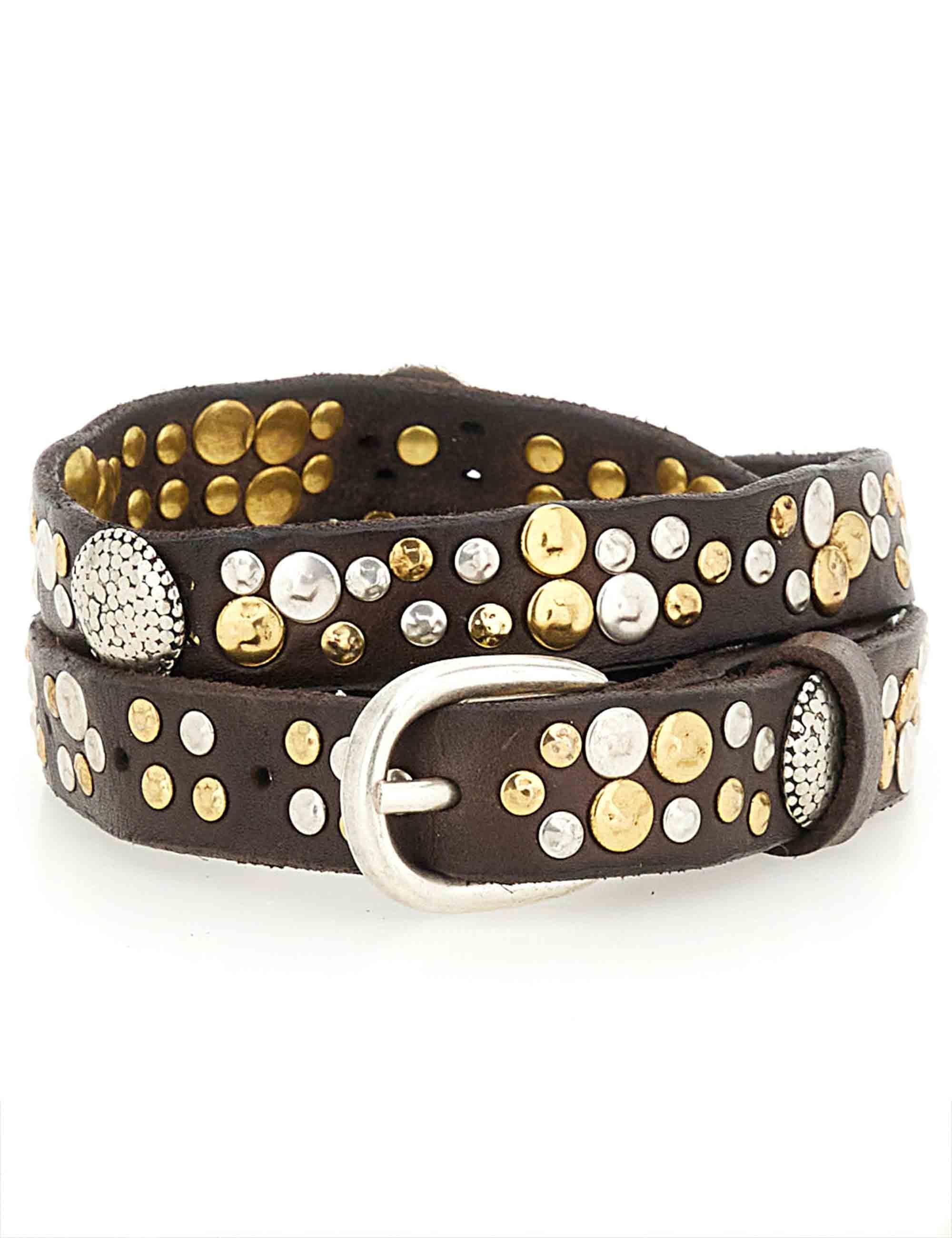 Cinture donna Afrodite in pelle marrone con borchie C038250ND X2771 C1501 Campomaggi 