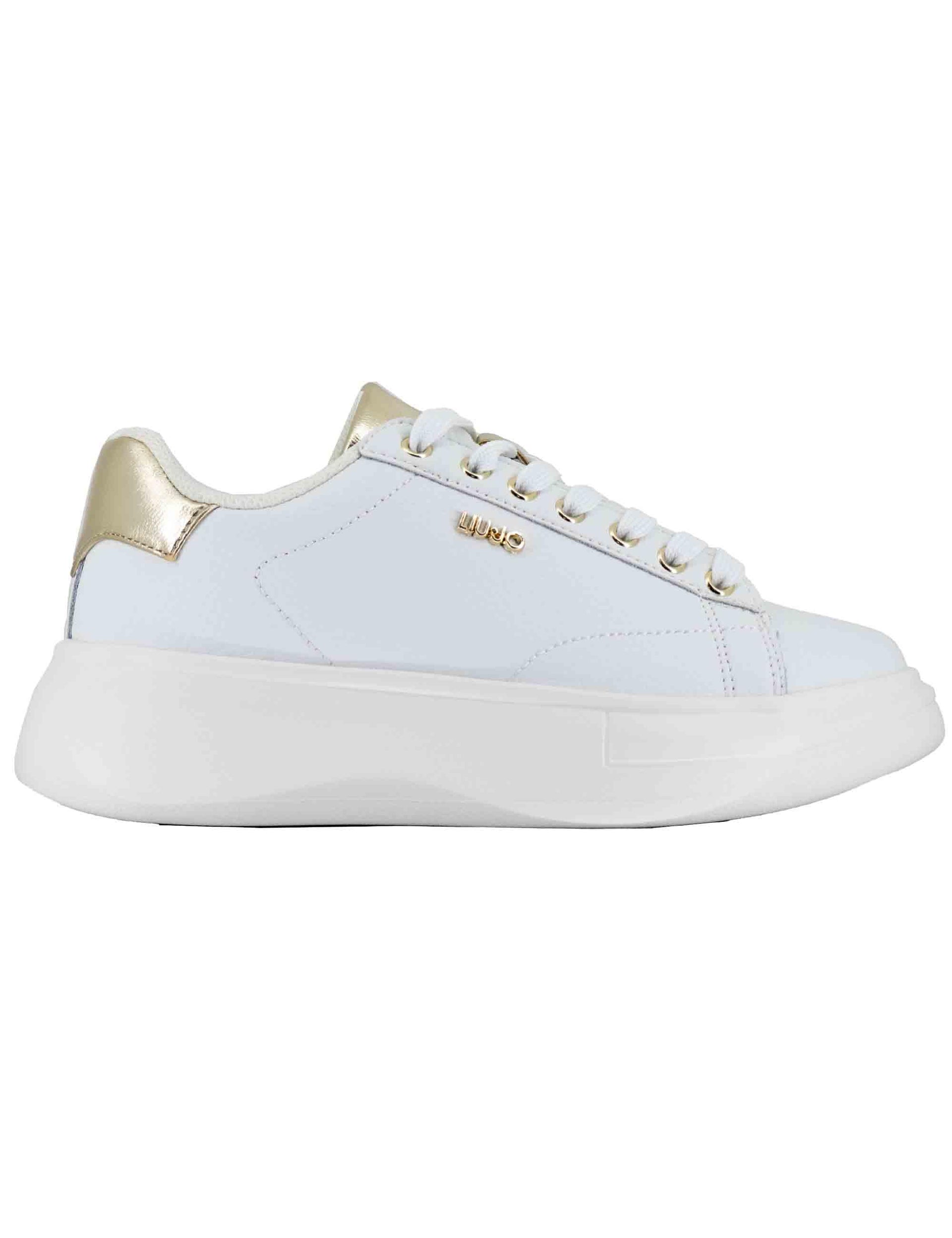Sneakers donna Babol 01 in pelle bianca e oro con suola alta 5 cm BF5059PX748S1052 WHITE/L. GOLD Liu-Jo 