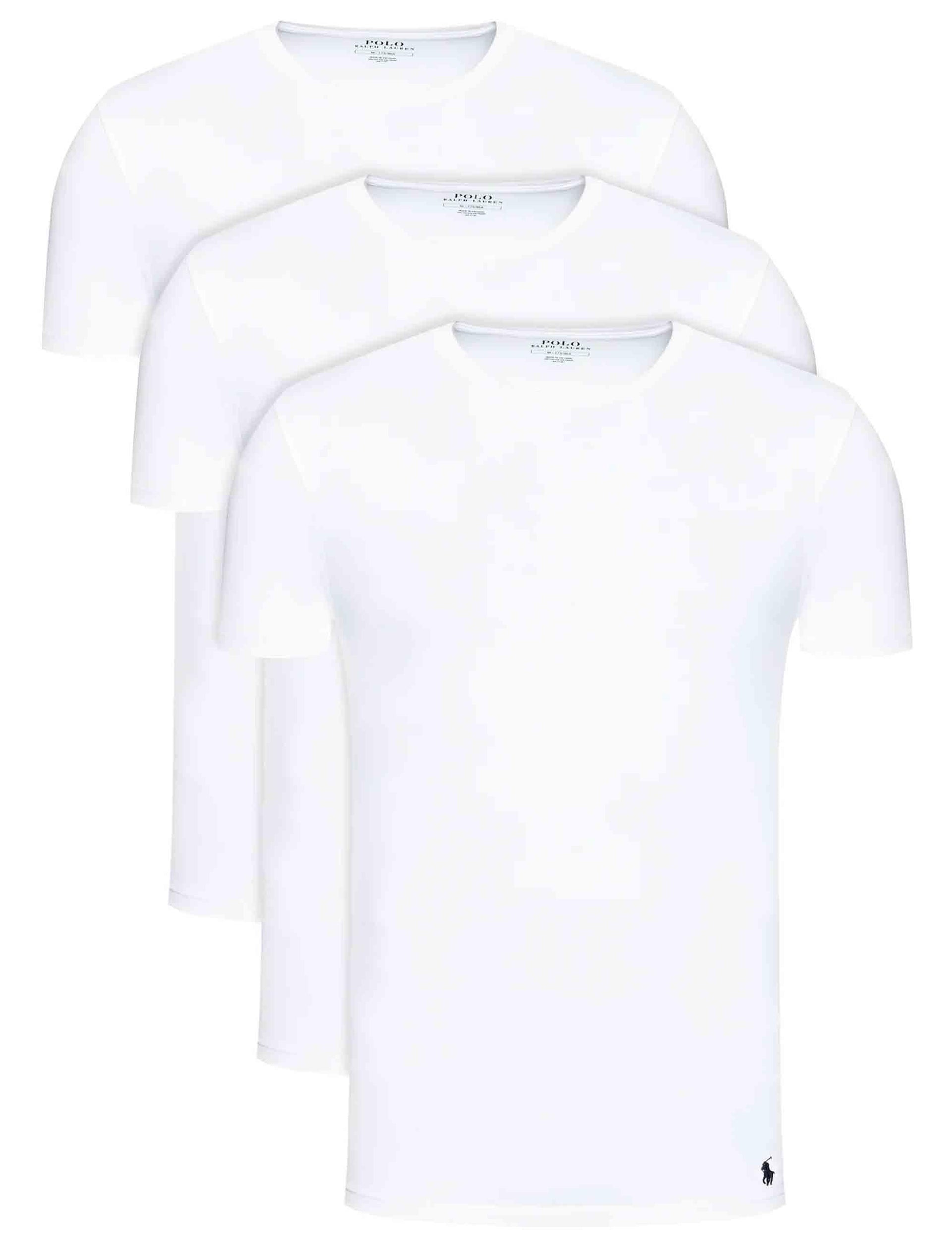 T-shirt uomo Classic Crew in cotone bianco con logo ricamato Set di 3 714830304003 WHITE Polo Ralph Lauren 
