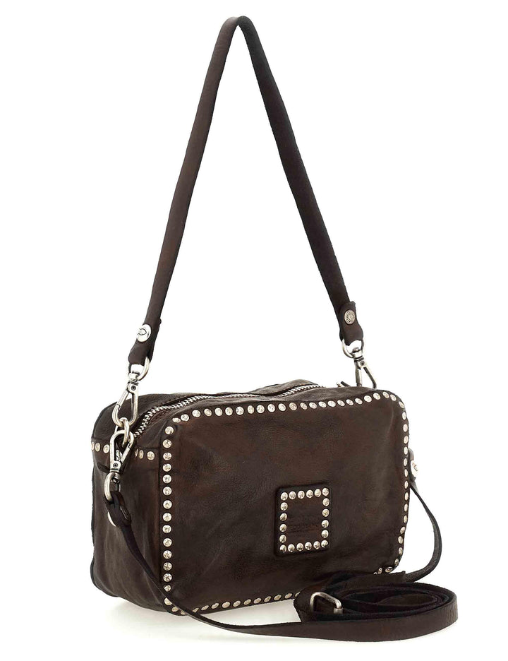 Borse donna Kate in pelle marrone con borchie e doppie tracolle C001080ND X2983 C1501 Campomaggi 