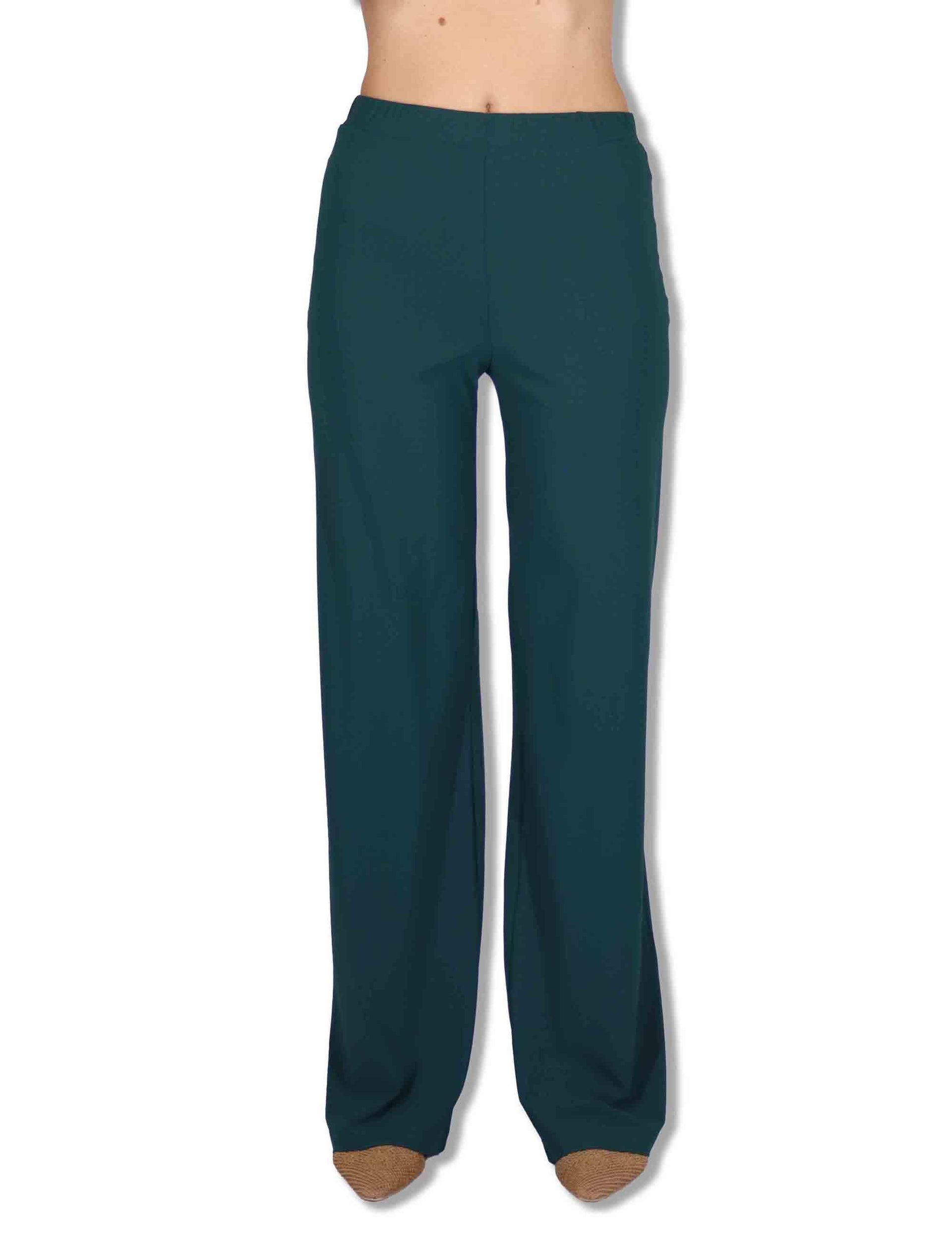 Pantaloni donna Soft in Jersey verde con gamba comoda ed elastico JH753070210 60050 Maliparmi 