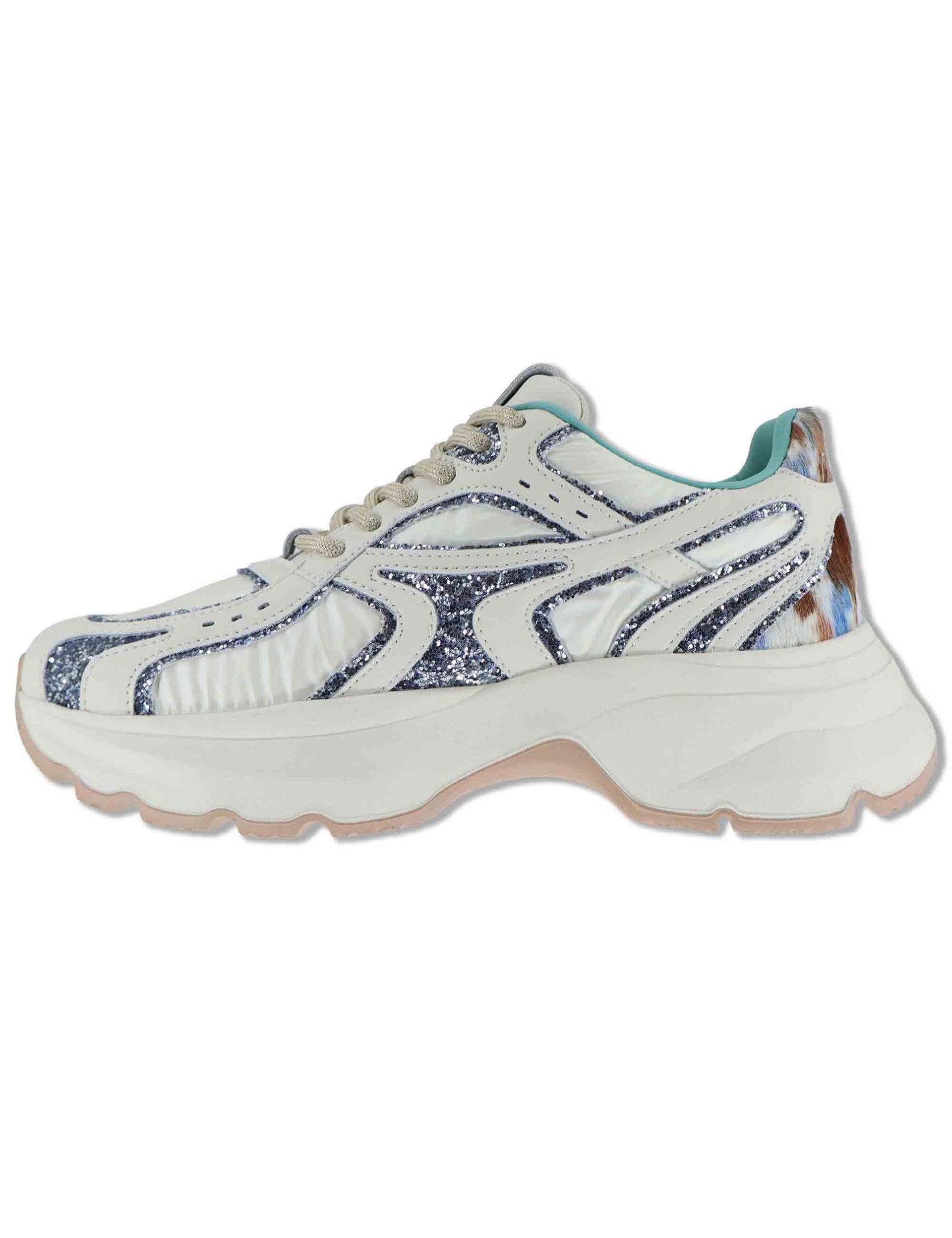 Sneakers donna Chunky in pelle e tessuto bianco con inserti a contrasto DALIA 05 Gio + 