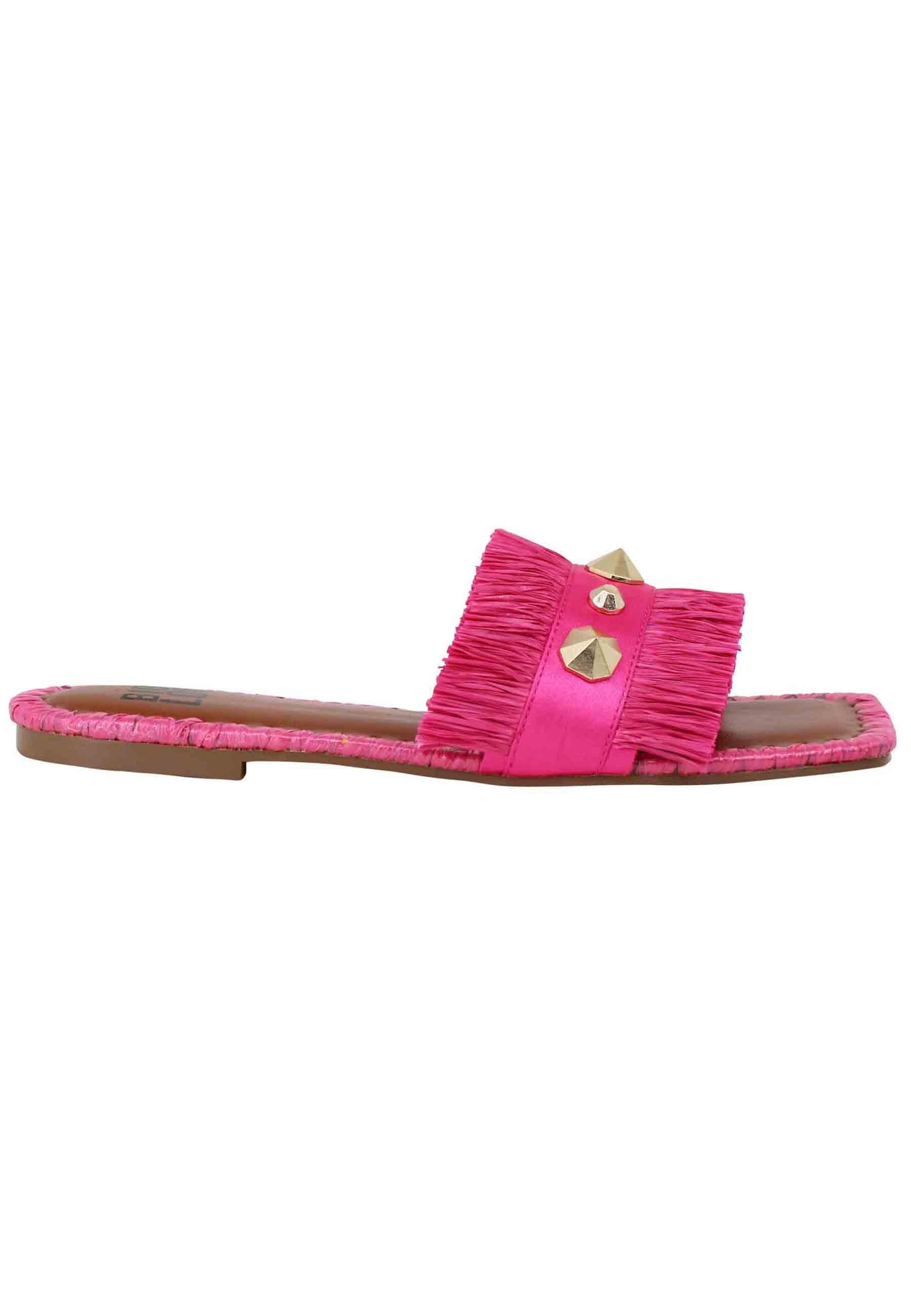 Sandali Flat Alexis Donna Fuxia con Sfrangiato e Borchie - Bibi Lou 891Z69HG