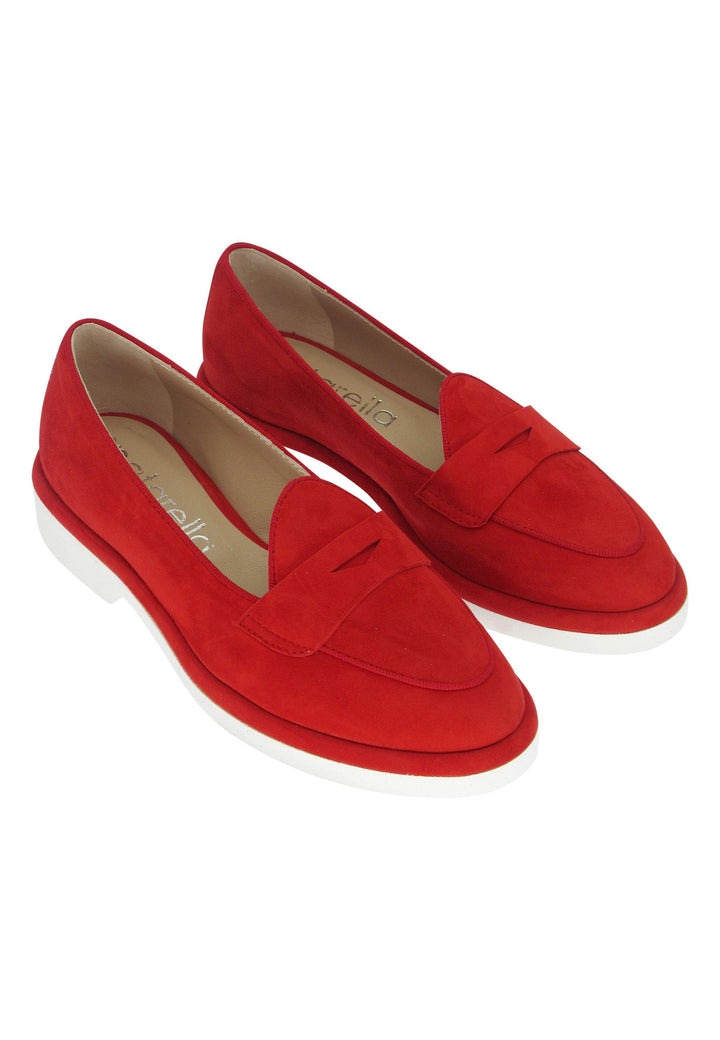 Mocassini donna in camoscio rosso e suola in gomma B188 017 Spatarella 