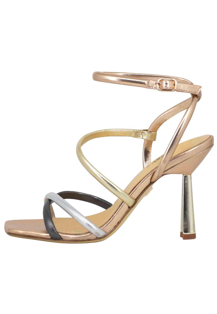 Piemonte Sandali donna in pelle laminata rame con tacco alto e punta quadra 055Z19BK 012 Lola Cruz 
