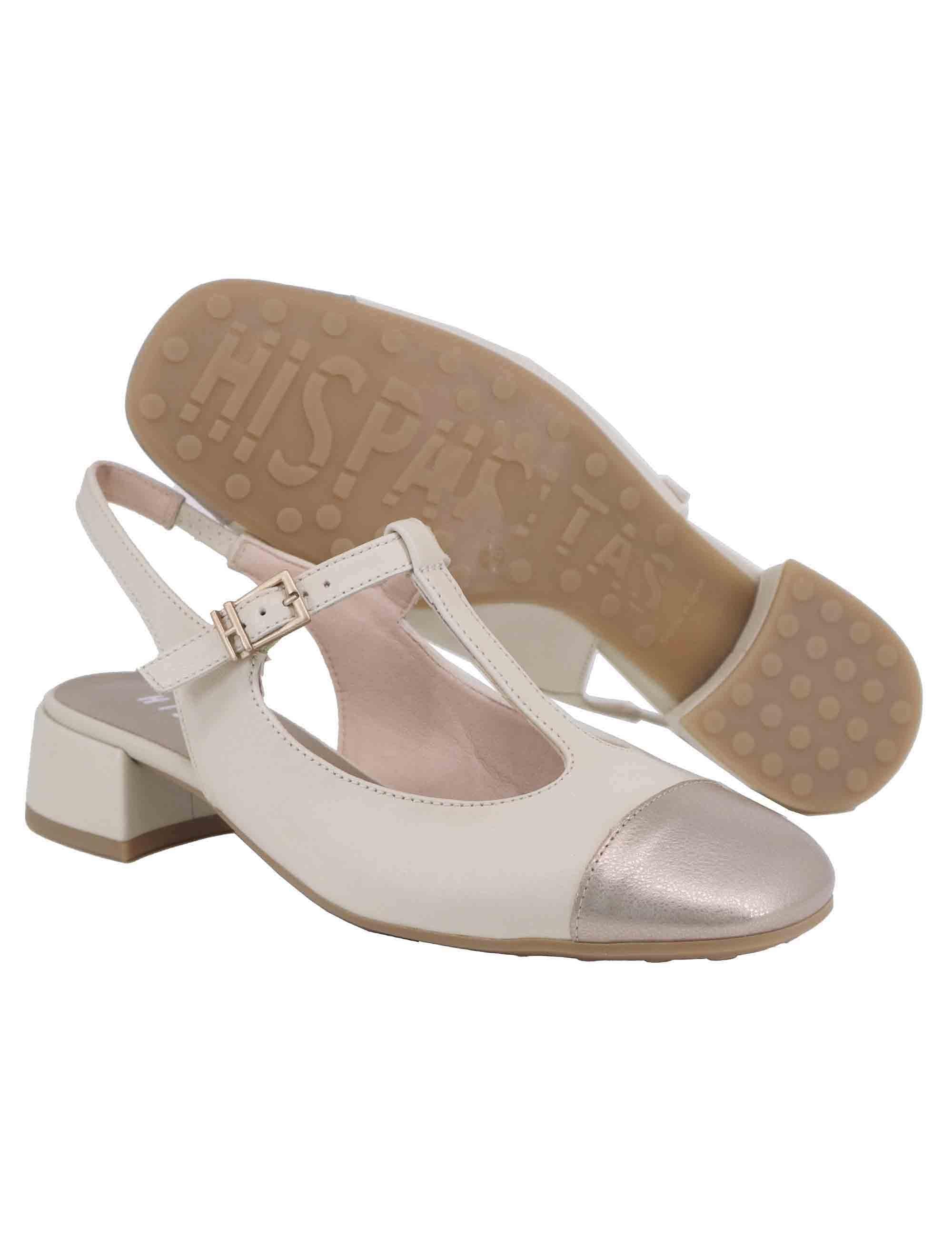 Slingback donna in pelle panna con puntale oro HV253859 C003 Hispanitas 