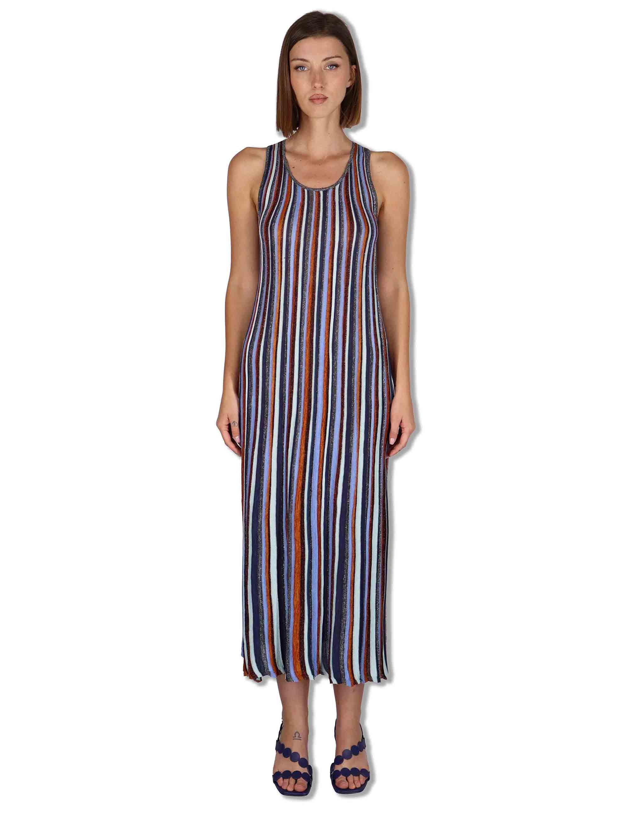 Abiti lunghi donna Flexage Stripes in viscosa a righe verticali azzurro e multicolore JF951378211 81B99 Maliparmi 