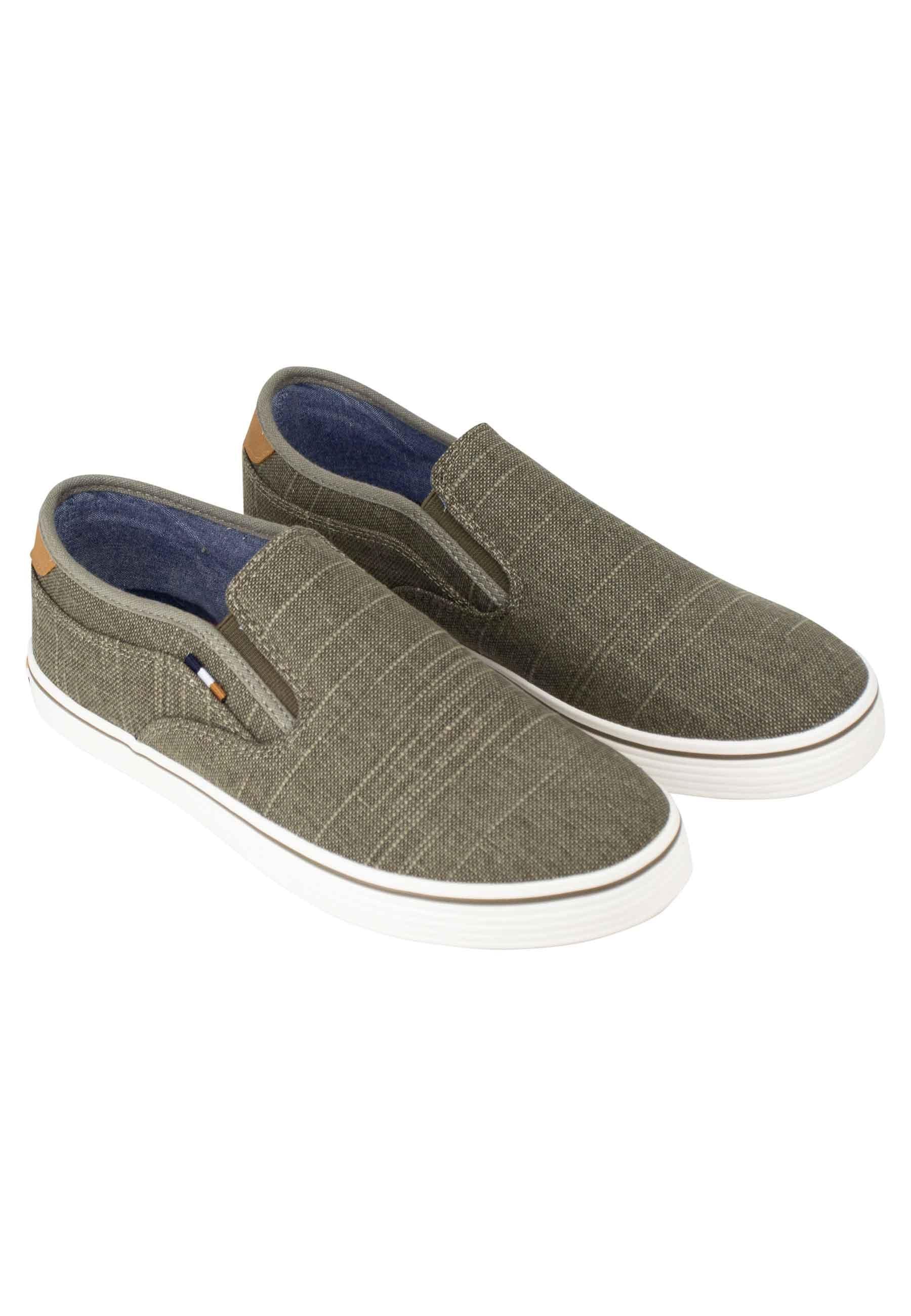 Mocassini uomo Calypso Slip On in tessuto verde con suola in gomma WM31031A 020 Wrangler 