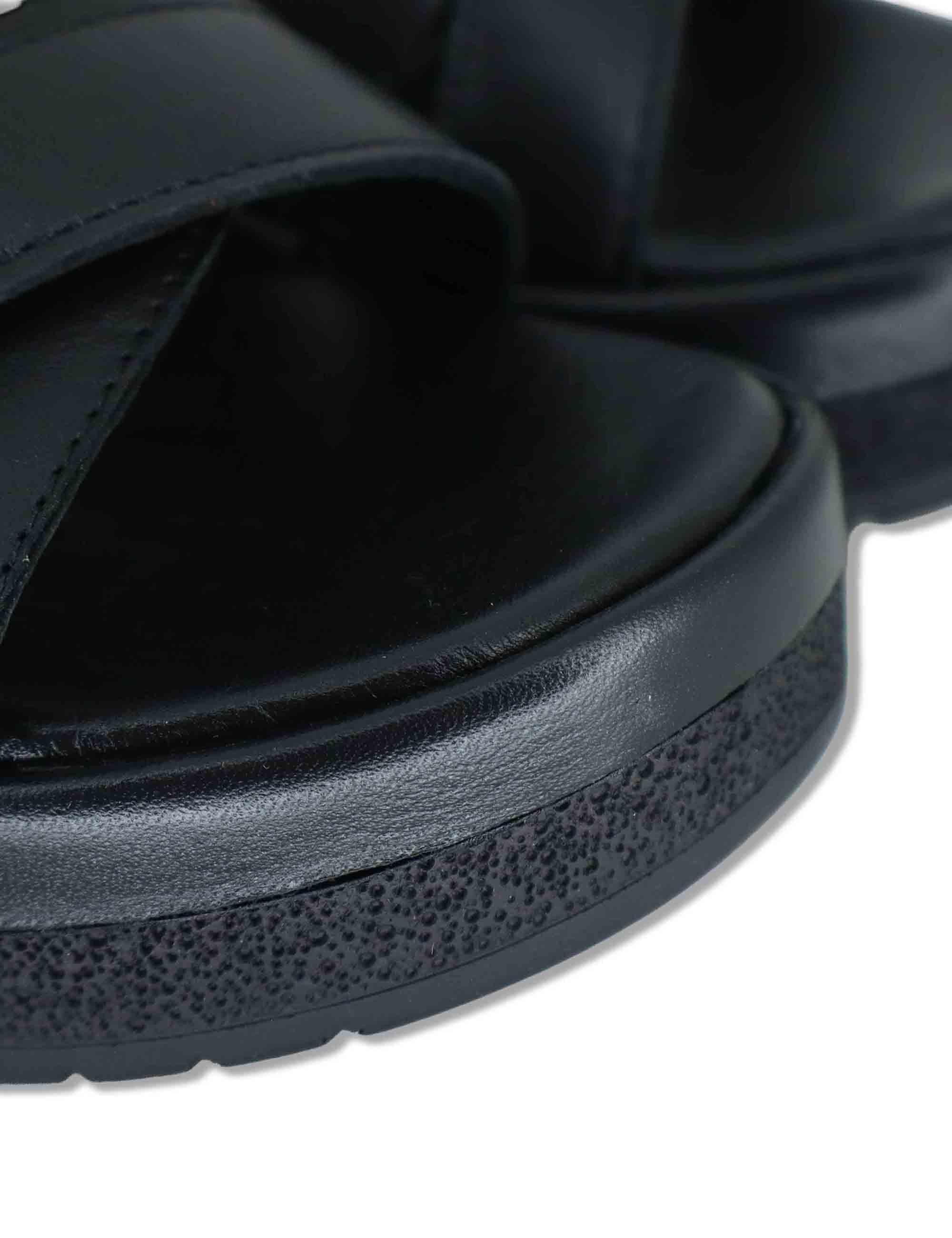 Sandali donna slingback in pelle nera con zeppa e cinturino regolabile SP261354 001 Spatarella 