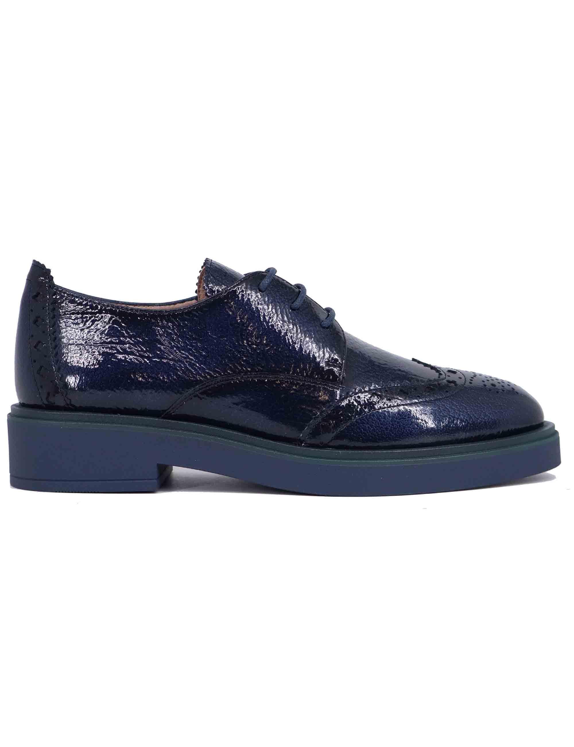 Stringate donna in pelle blu con impunture HI243519 C010 Hispanitas 