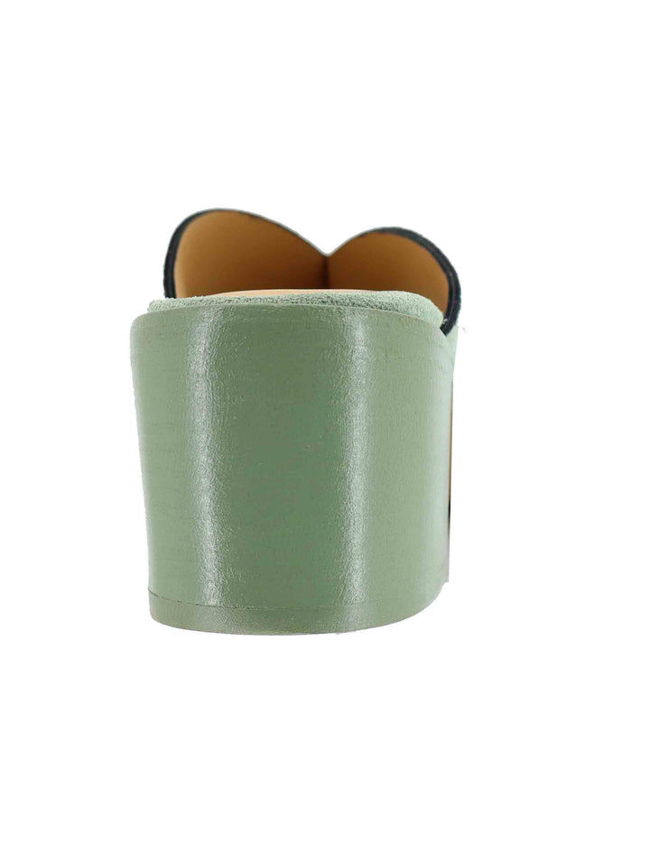 Sandali donna in camoscio verde con tacco in cuoio SP2063 025 Spatarella 