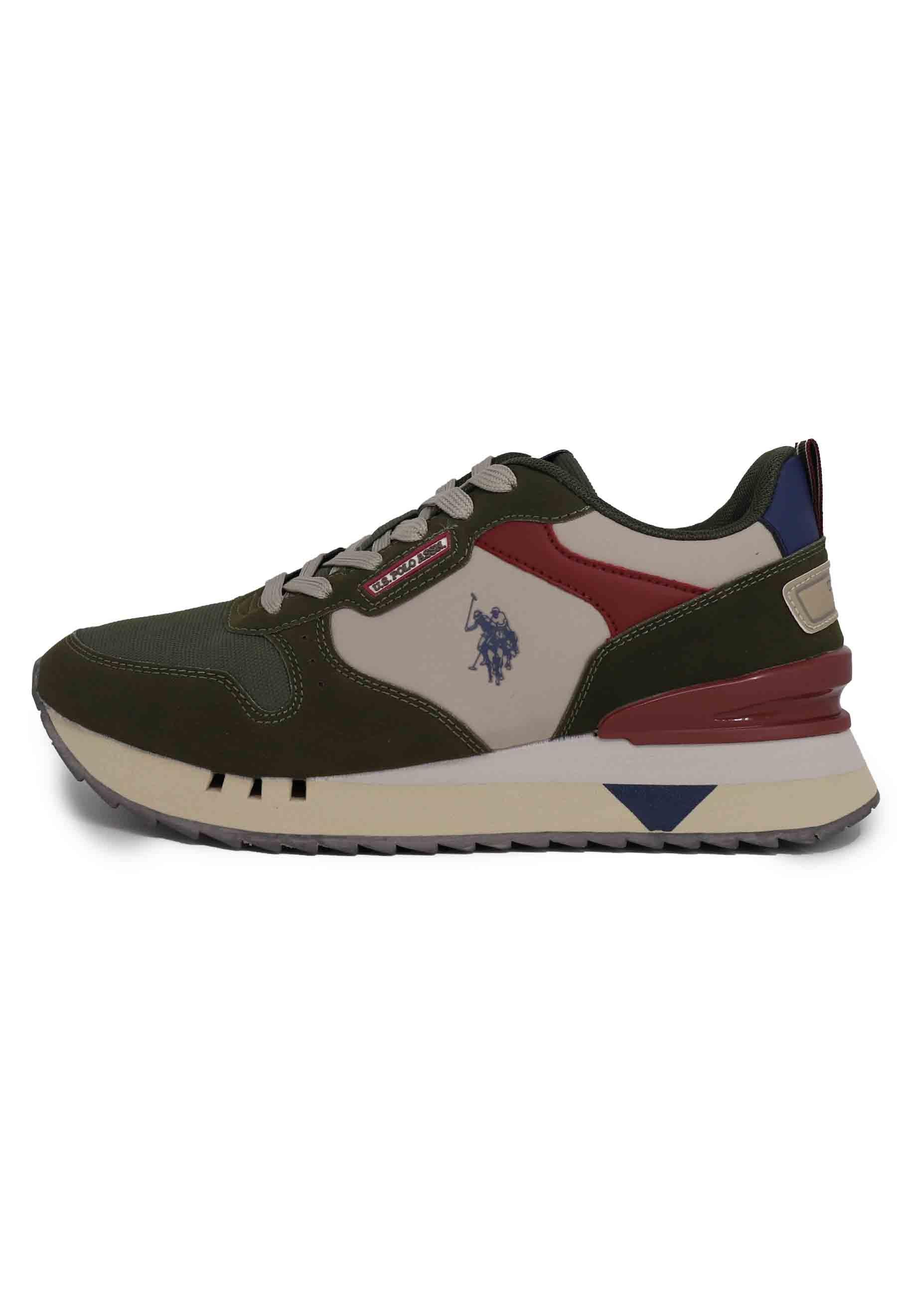 Sneakers uomo in tessuto verde con suola alta BUZZY001A OLI-BOR01 U.S. Polo Assn. 