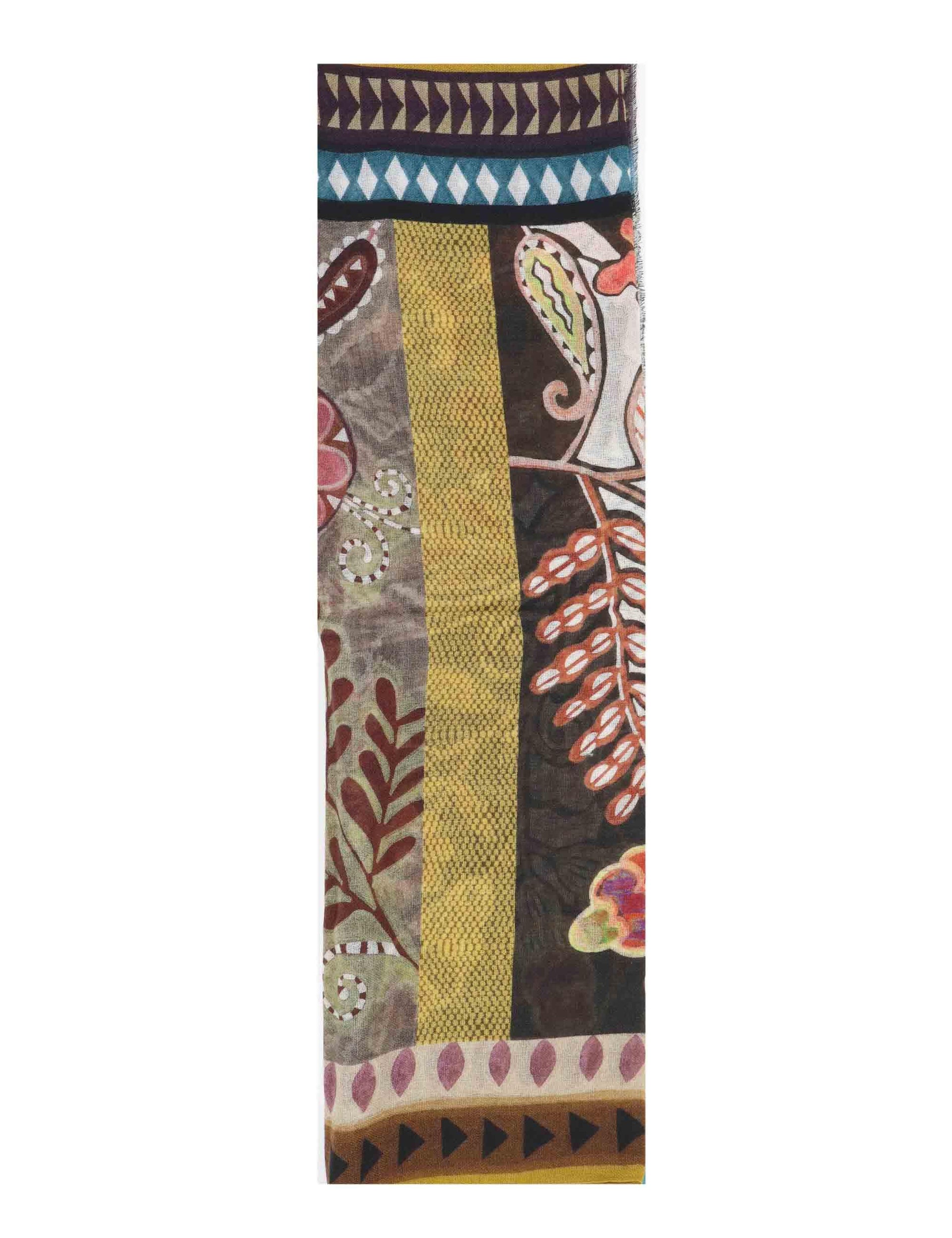 Sciarpe uomo in pura lana marrone con fantasie multicolore 0K249 11984 4 BARBIERI 1945 