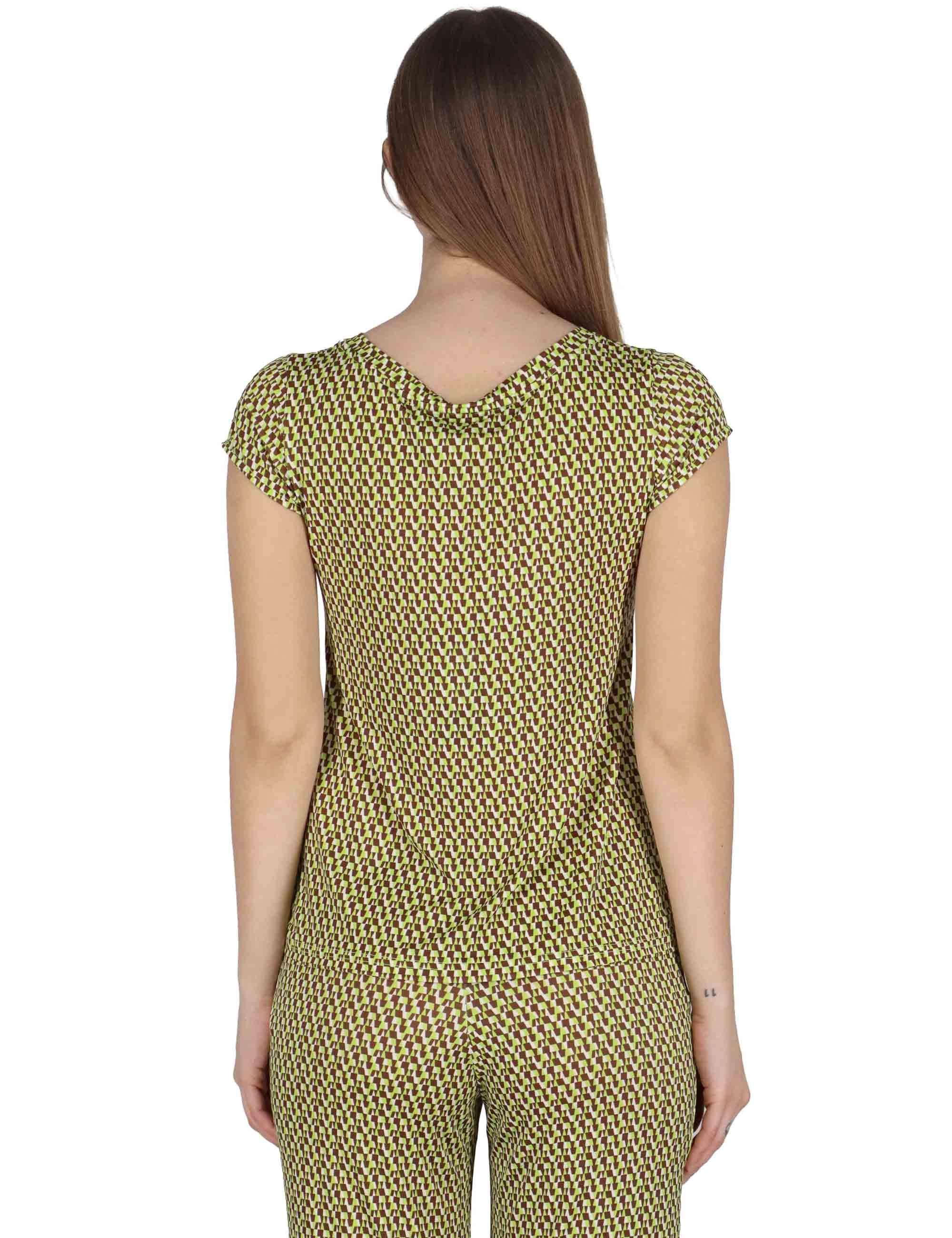 T-Shirt donna Basic in jersey verde stretch a fantasia JFATS0001-E2818-1245 7046 Justmine 