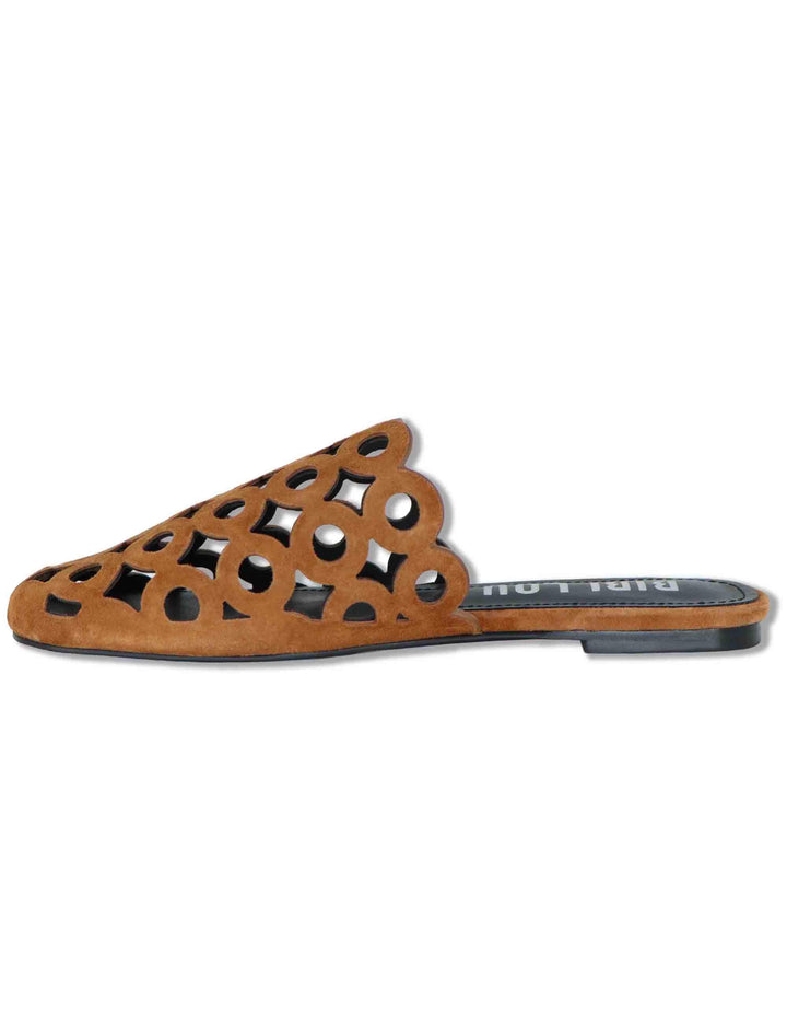 Sabot donna in camoscio cuoio forato tacco basso Oribu 629Z30VK 92-CUERO Bibi Lou 