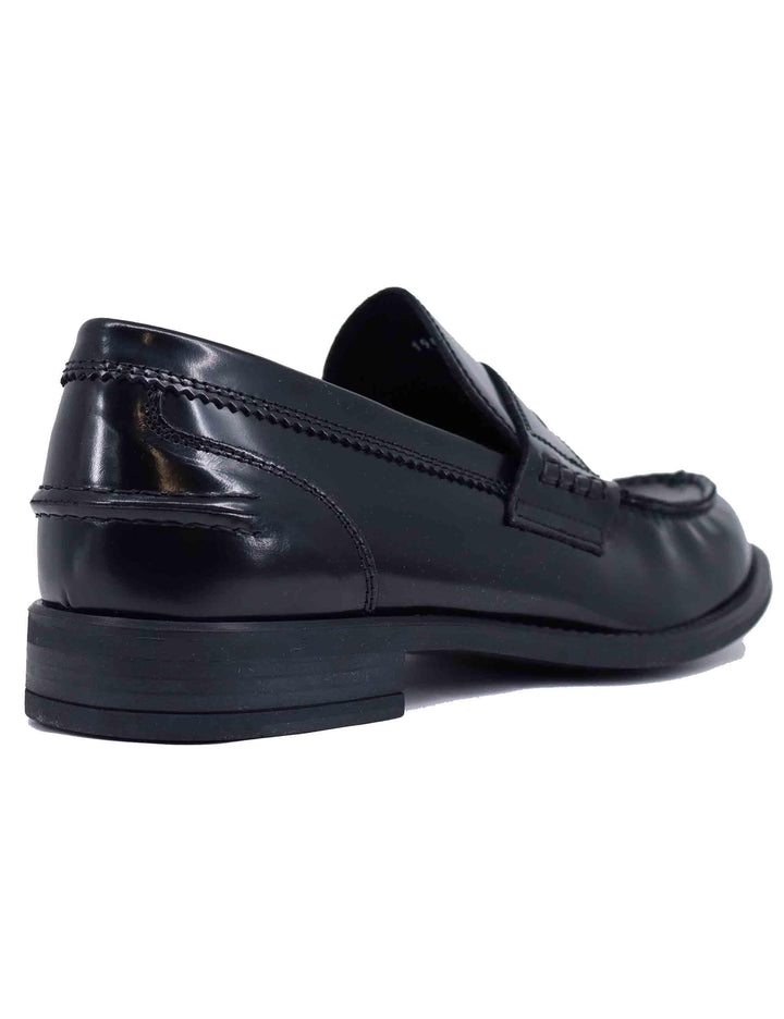 Mocassini uomo in pelle nera con suola in gomma 19489 N-M18 Antica Cuoieria 