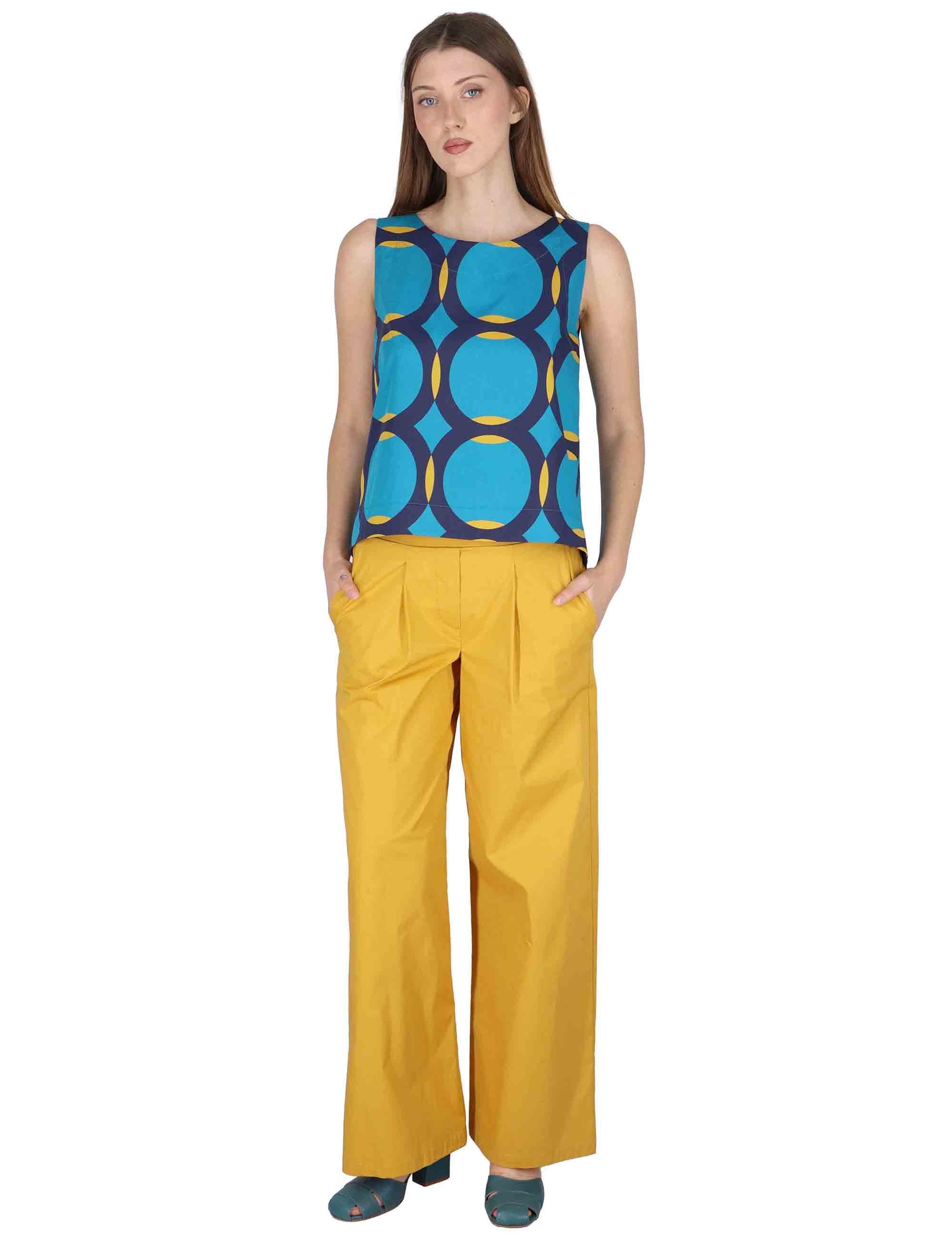 Top donna Tank Blouse in contone turchese con fantasie geometriche JABCM0001-F1380-1243 6005 Justmine 